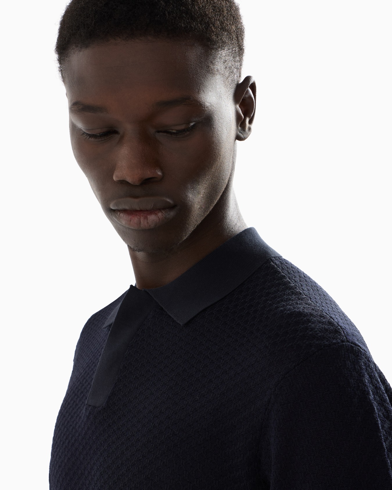 Micro-pattern jacquard knit Polo shirt Slide 4