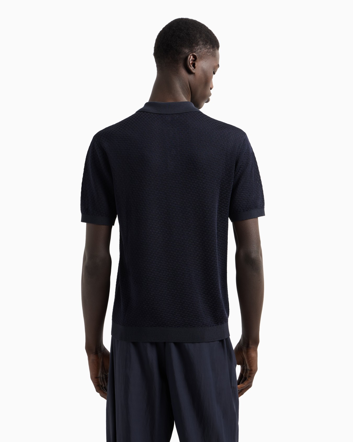 Micro-pattern jacquard knit Polo shirt Slide 2