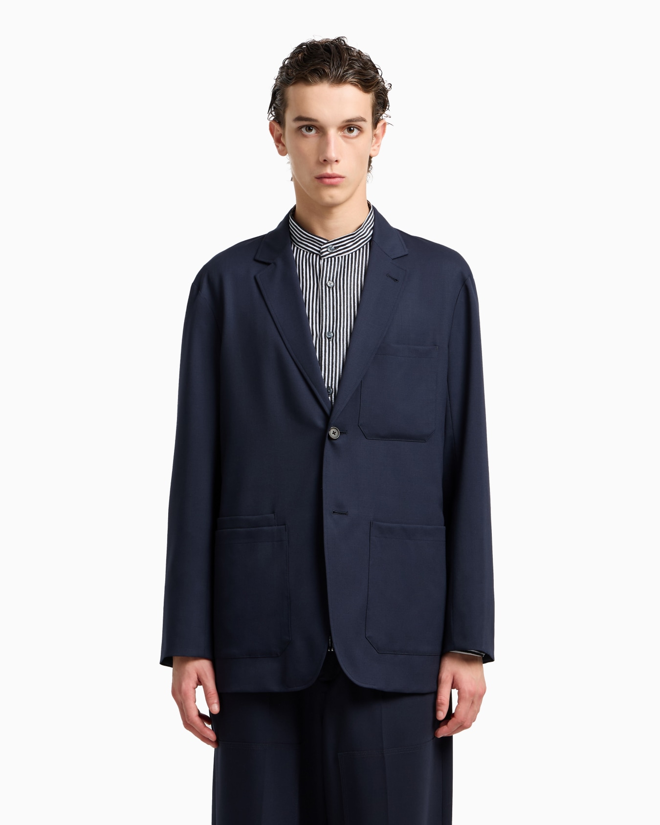 Virgin-wool twill single-breasted blazer Slide 4