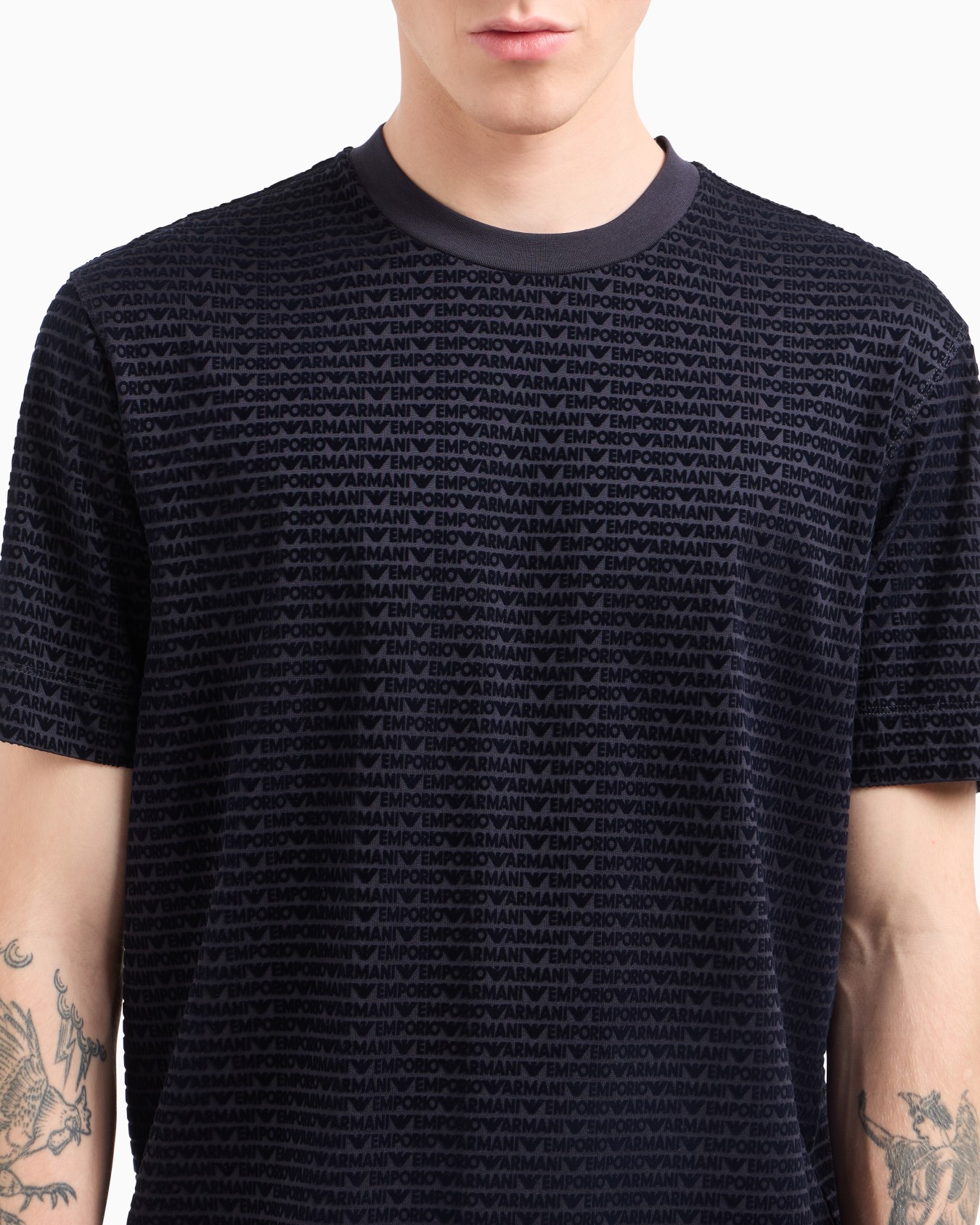 ASV Lyocell-blend jersey T-shirt with all-over flocked logo lettering Slide 4