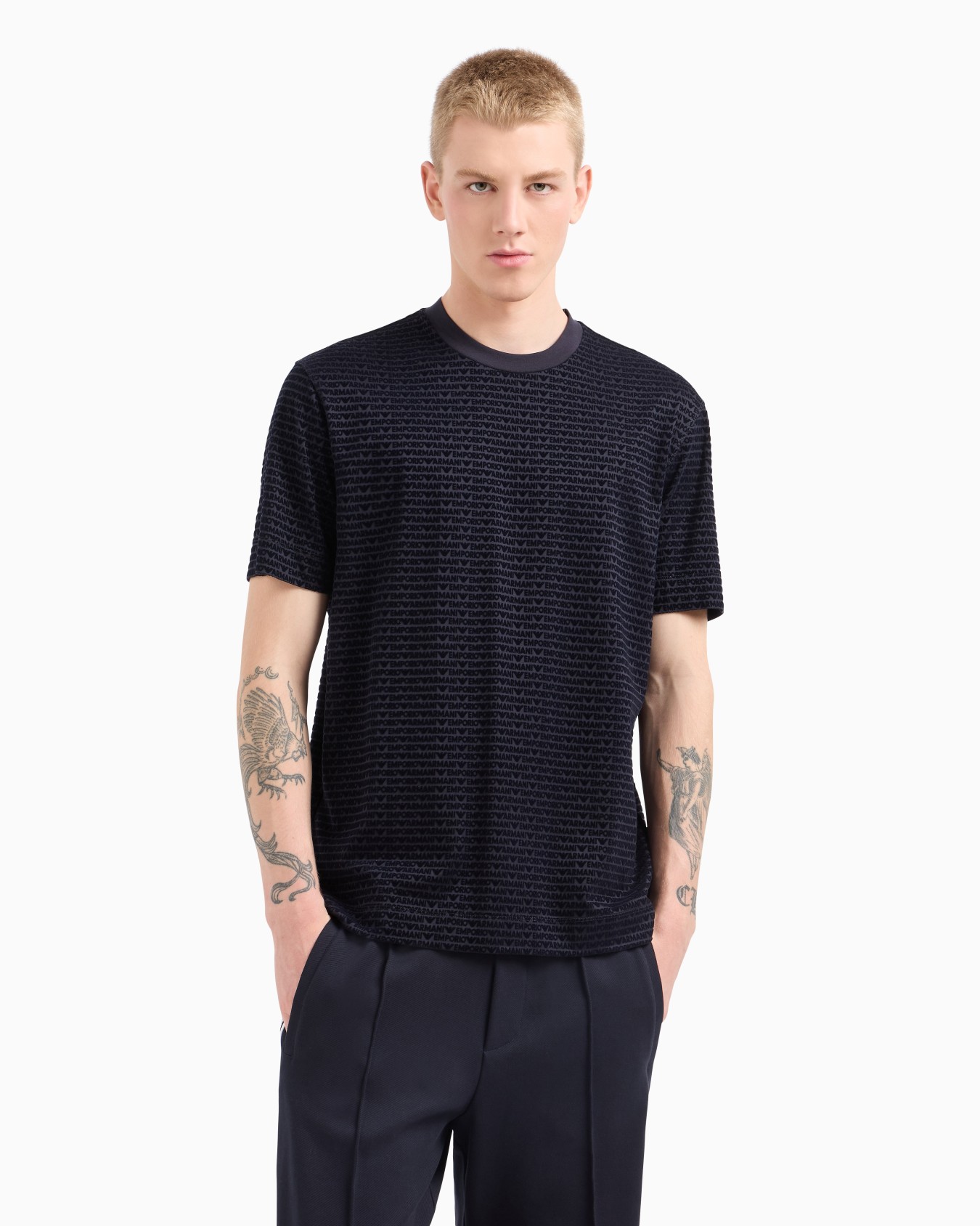 ASV Lyocell-blend jersey T-shirt with all-over flocked logo lettering Slide 3