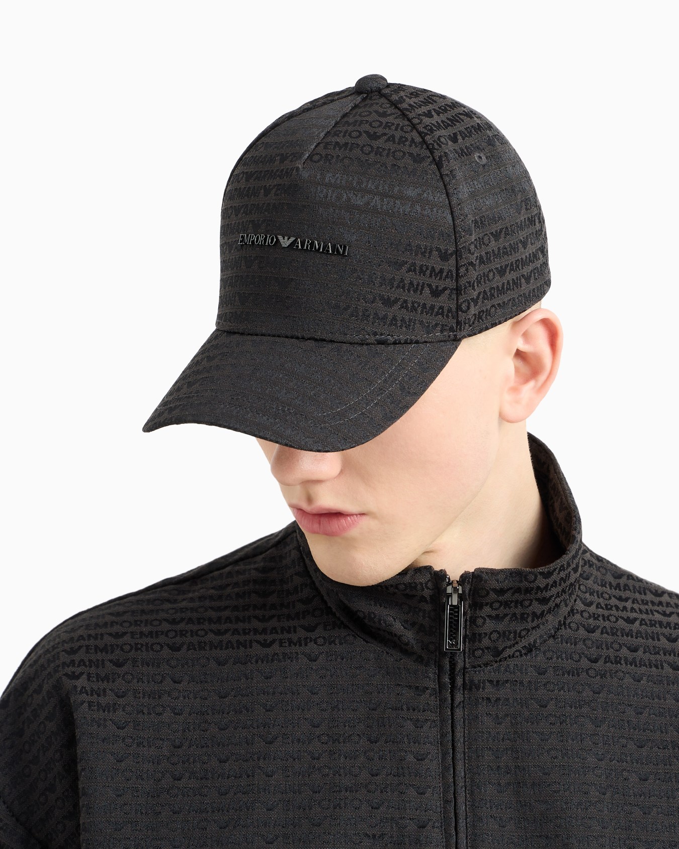 Jacquard nylon baseball cap with all-over logo lettering Slide 2