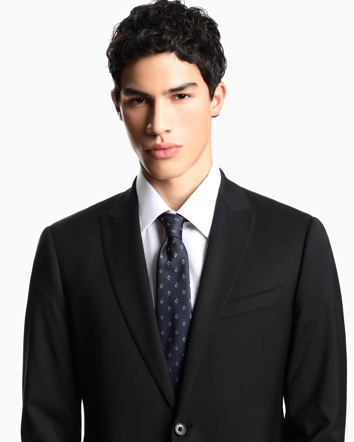 Corbata de seda pura con microrrombos en tejido jacquard Diapositiva 2
