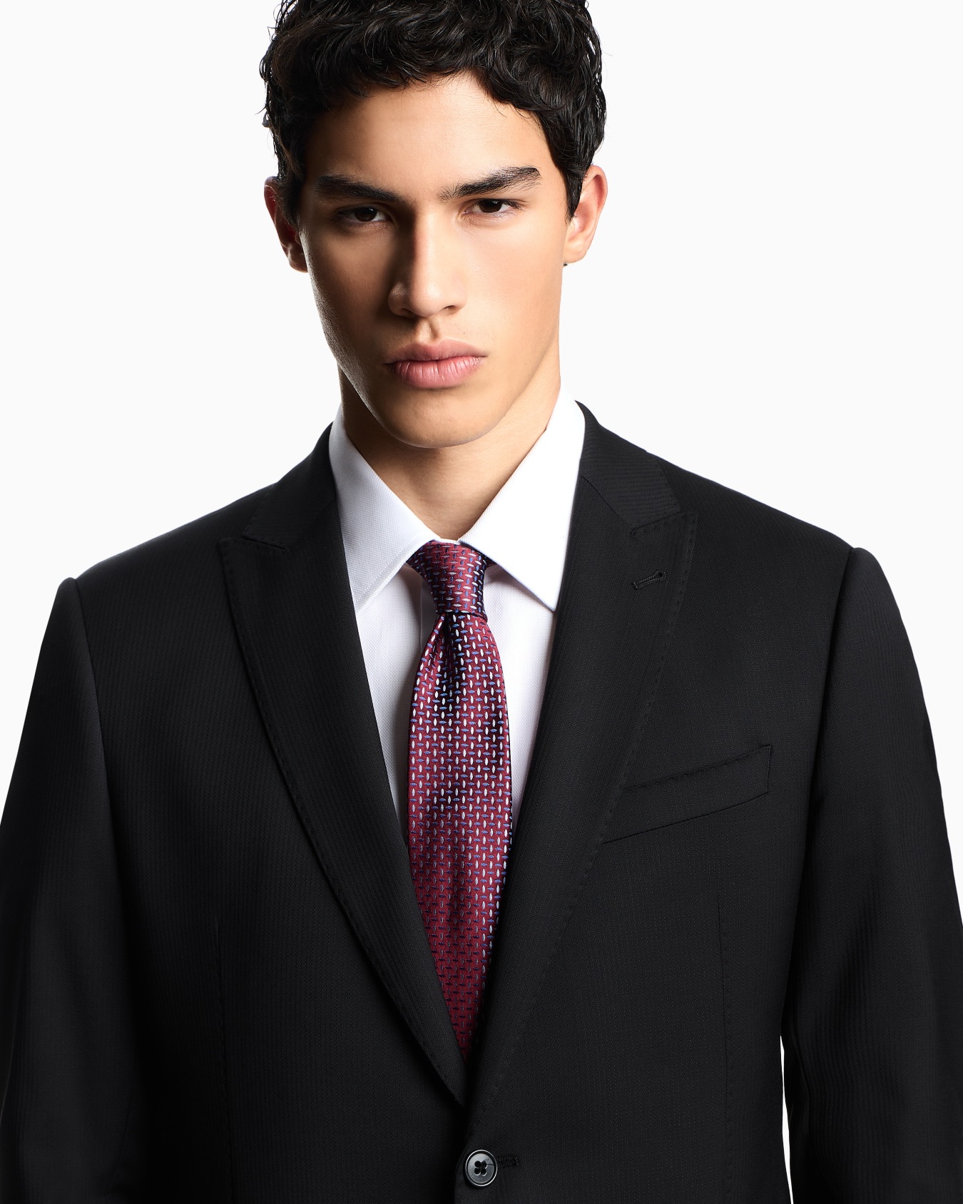 Pure silk tie with jacquard micro-pattern Slide 2