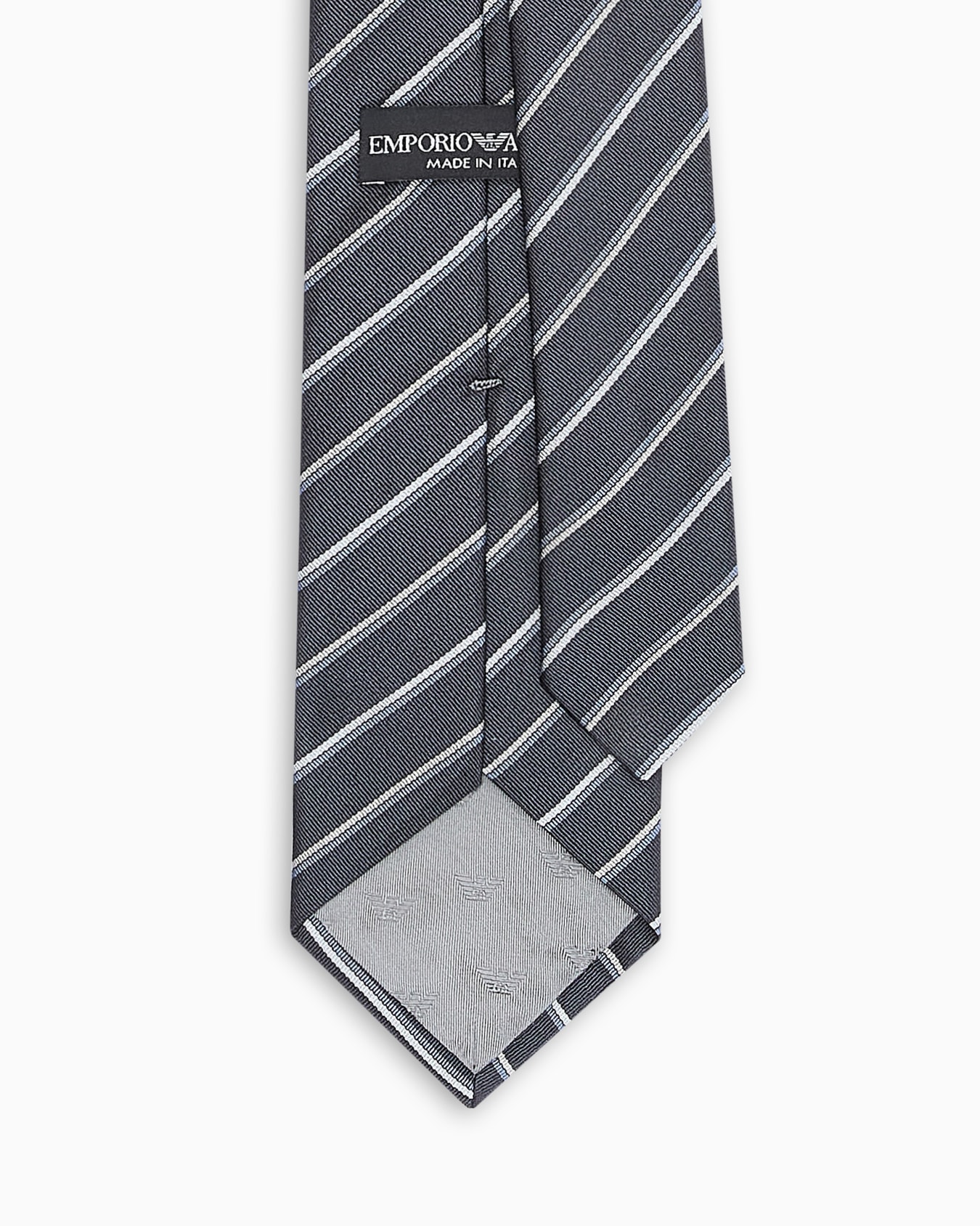 Cravate en pure soie à rayures bicolores jacquard  Diapositive 1