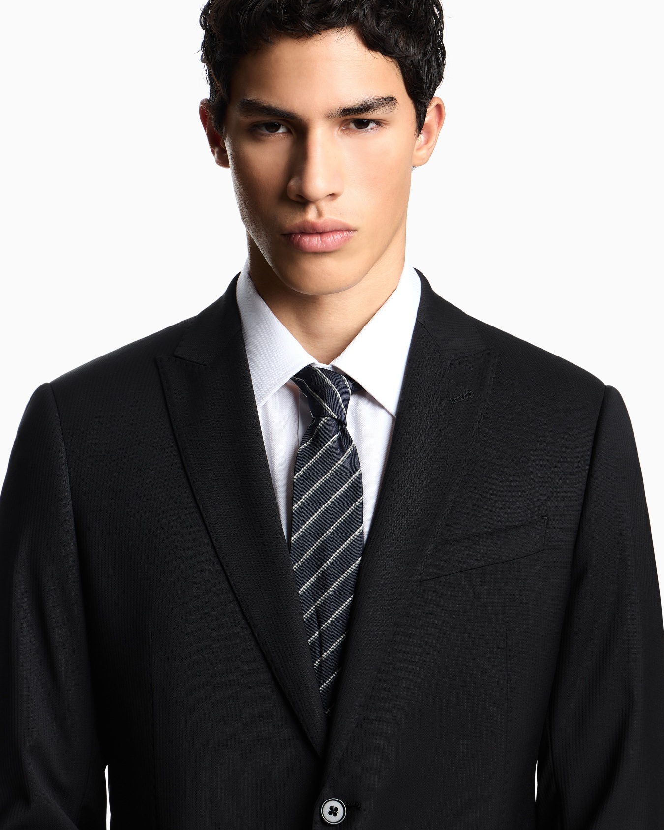 Corbata de seda pura con rayas bicolor en tejido jacquard Diapositiva 2