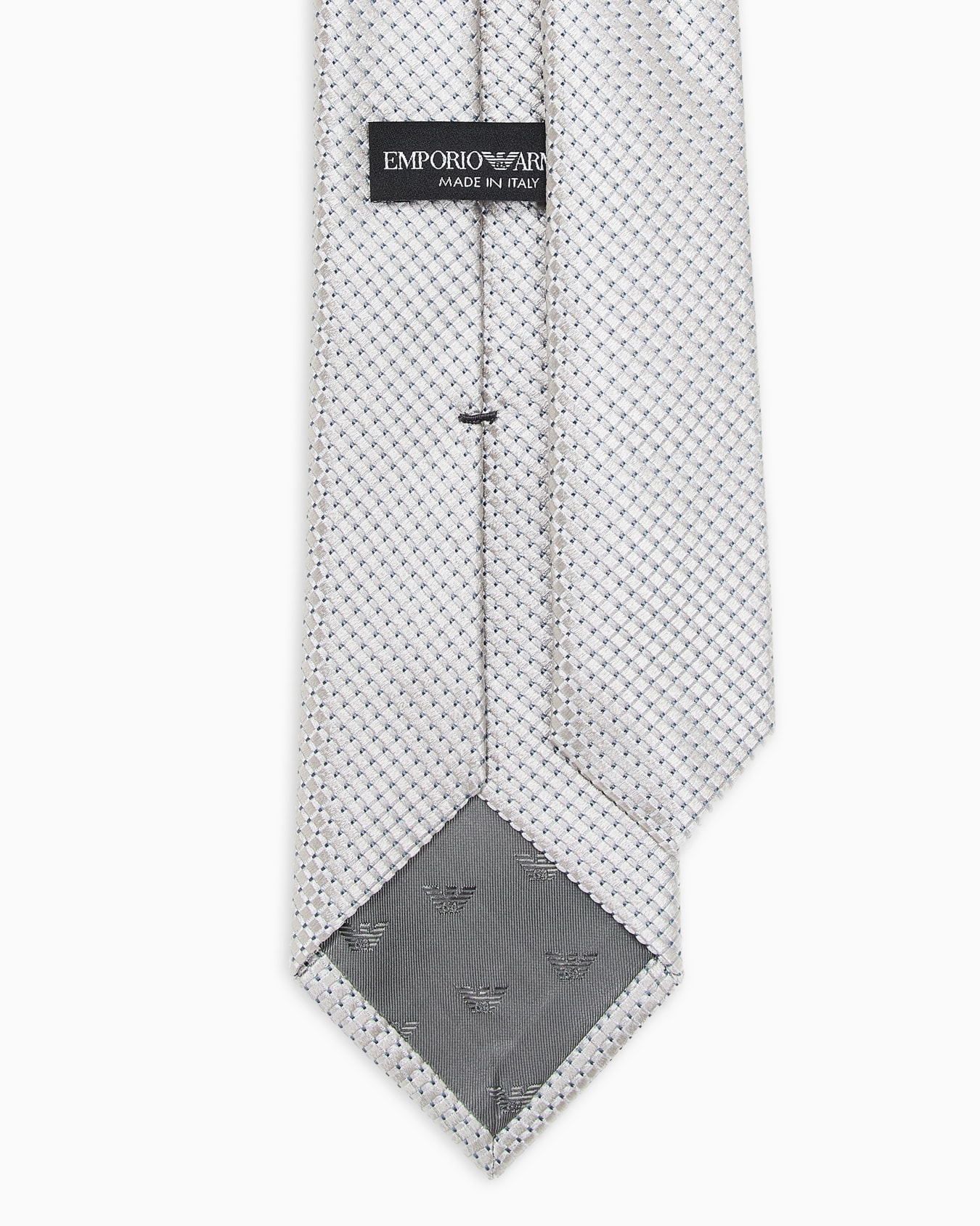 Pure silk tie with jacquard micro-check pattern Slide 1