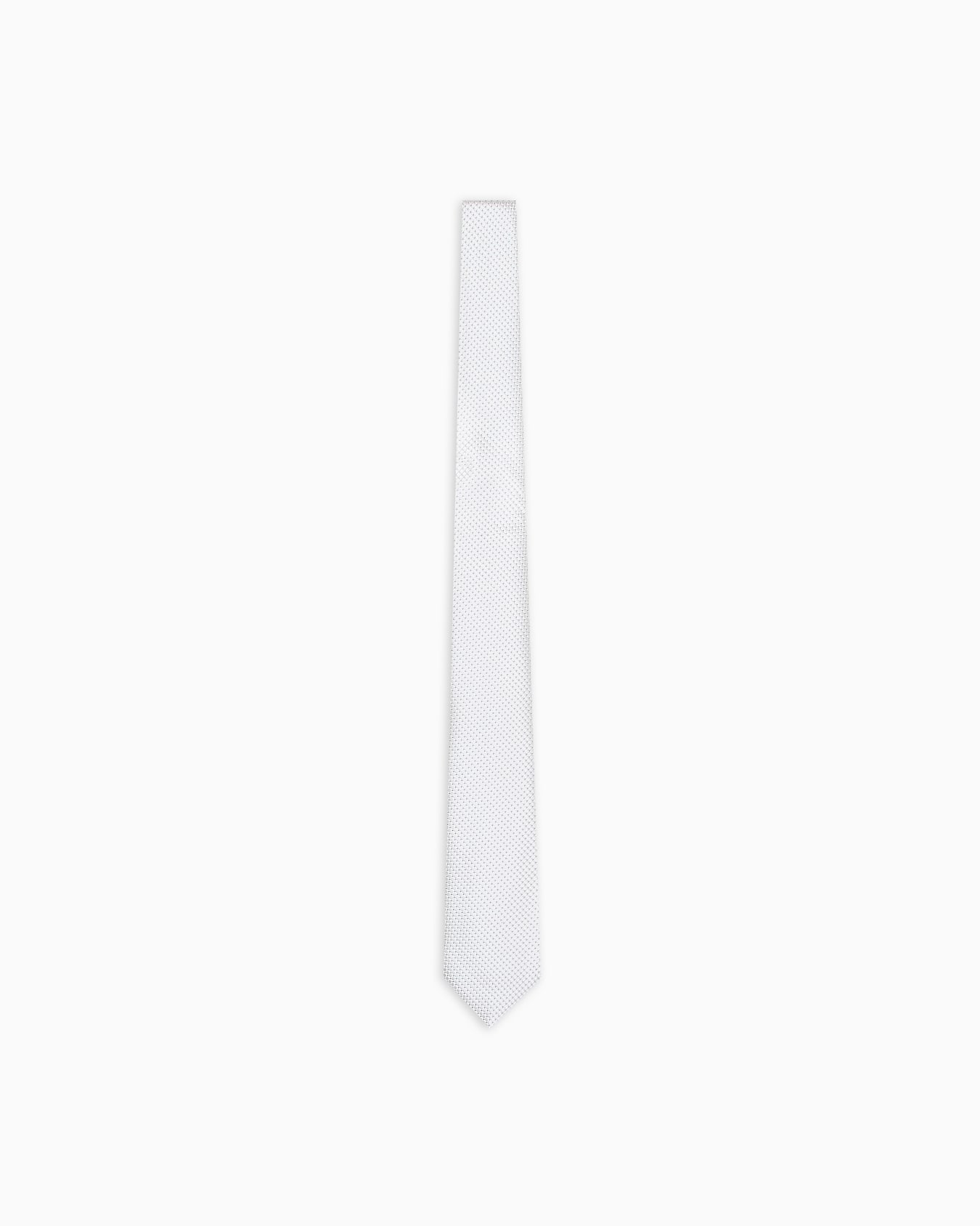 Pure silk tie with jacquard micro-check pattern Slide 0