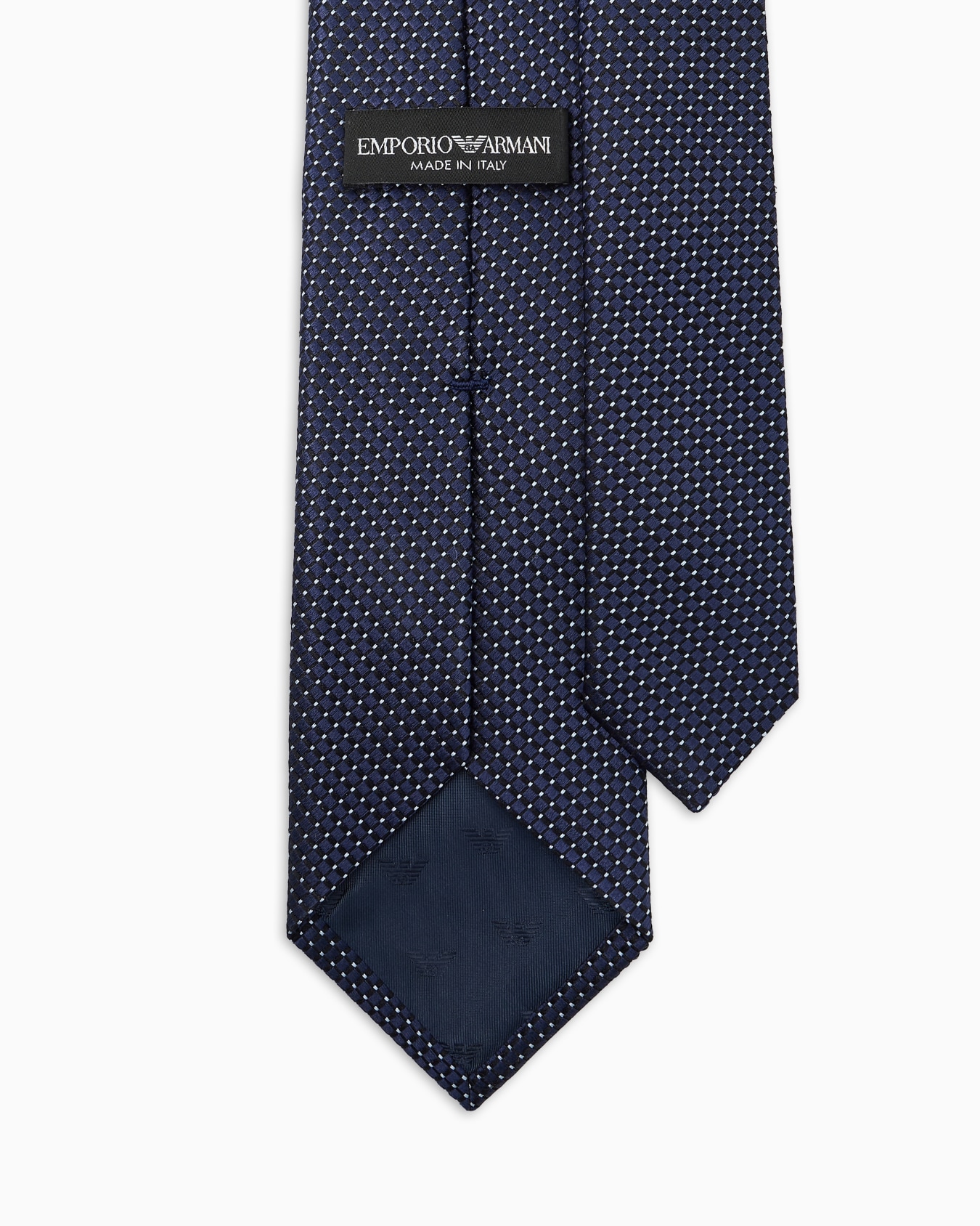 Pure silk tie with jacquard micro-check pattern Slide 1