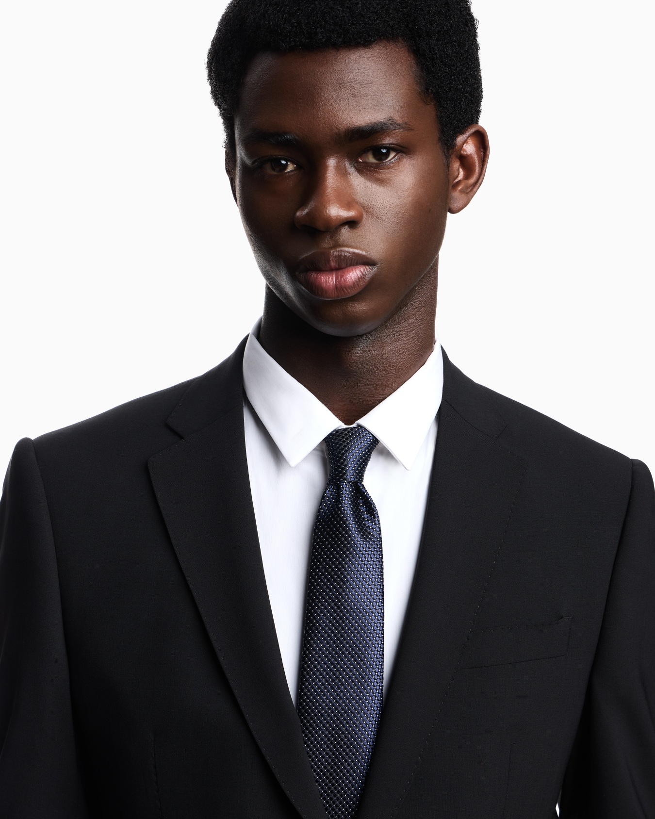 Pure silk tie with jacquard micro-check pattern Slide 2