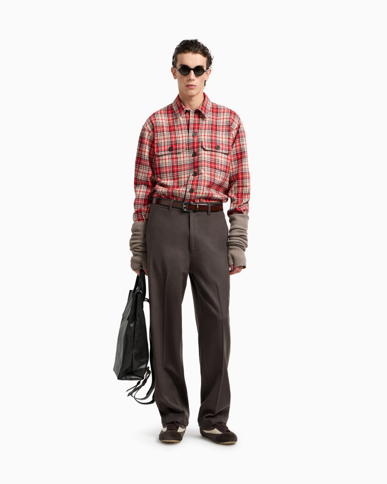 Compact virgin wool wide-leg trousers Slide 2