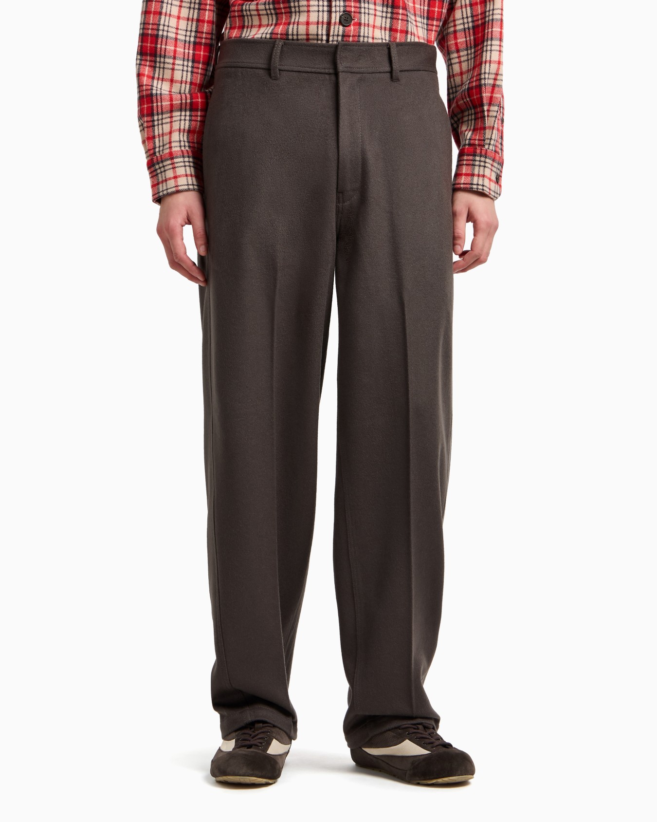 Compact virgin wool wide-leg trousers Slide 4