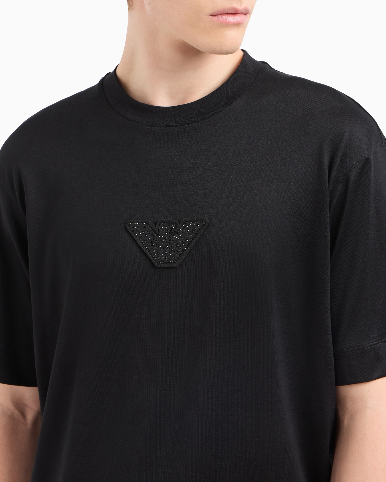 ASV Clubwear T-shirt in a Lyocell blend jersey with an eagle patch and rhinestones Slide 5