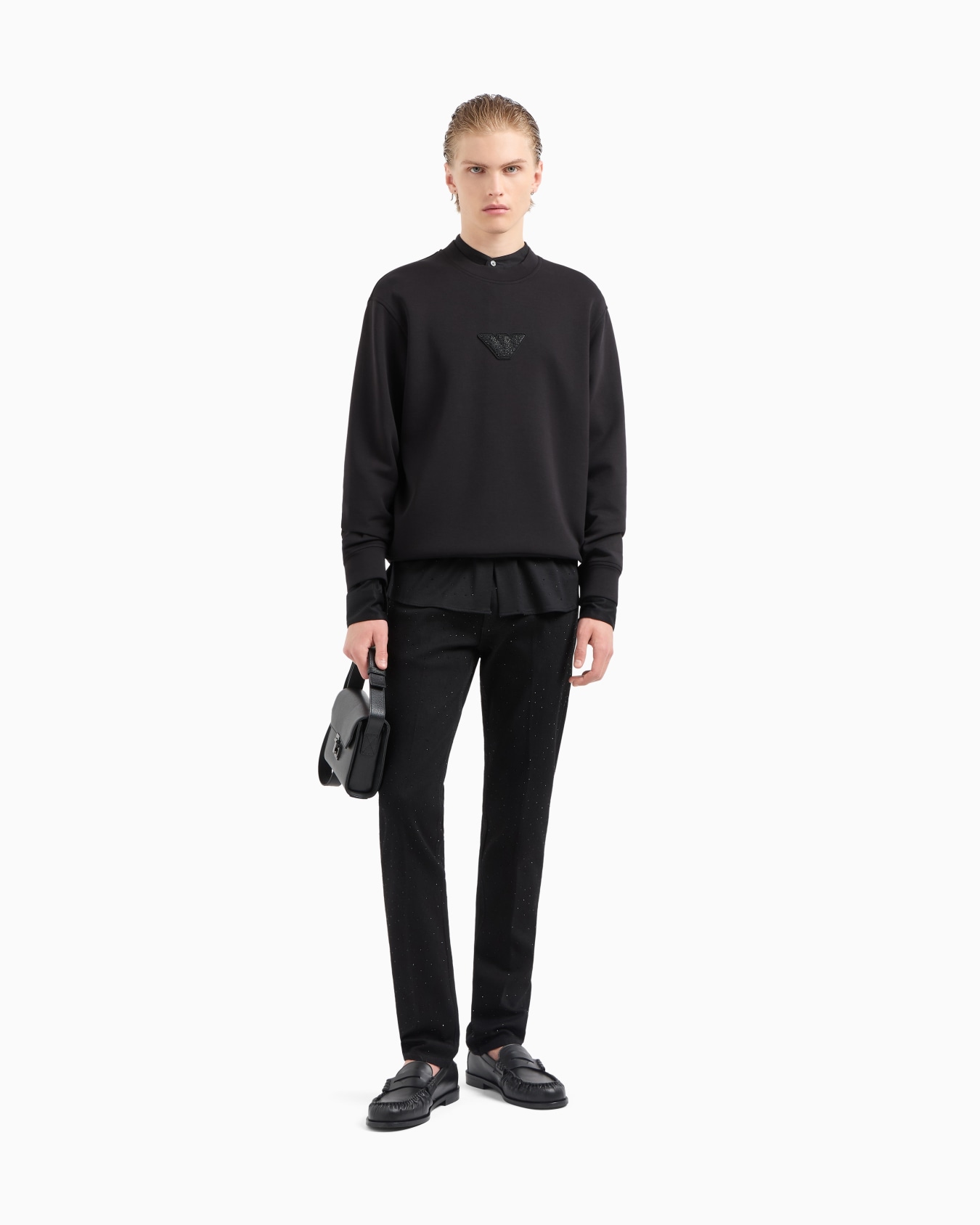 ASV Clubwear jersey sweatshirt with eagle patch and rhinestones Slide 1