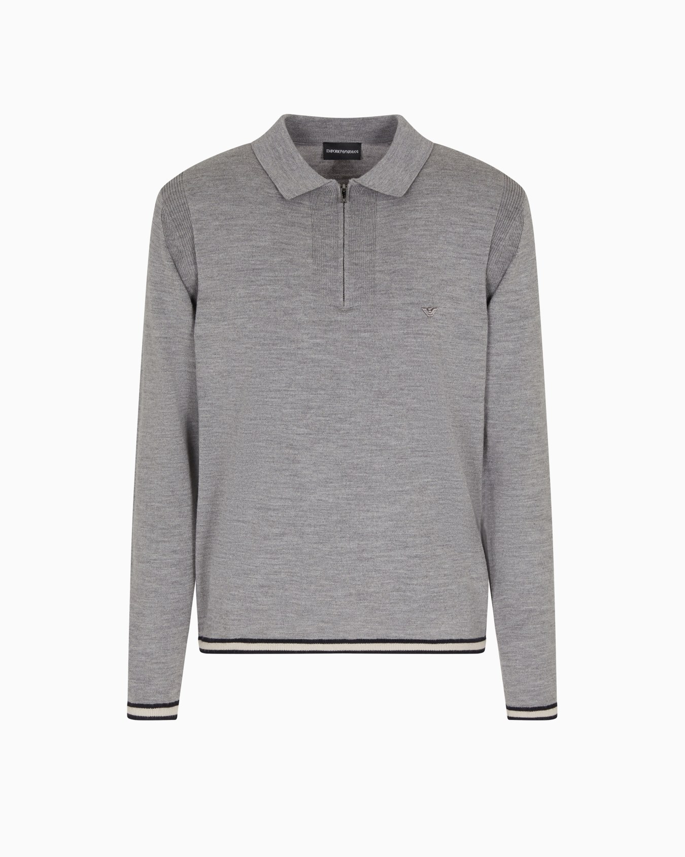 Polo-shirt collar jumper in pure virgin wool Slide 0