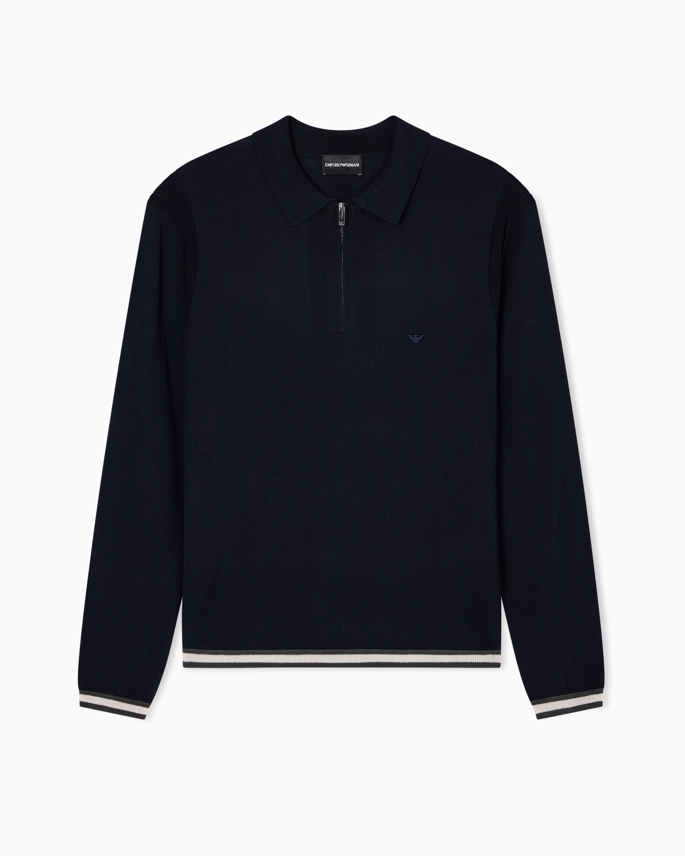 Polo-shirt collar jumper in pure virgin wool Slide 0