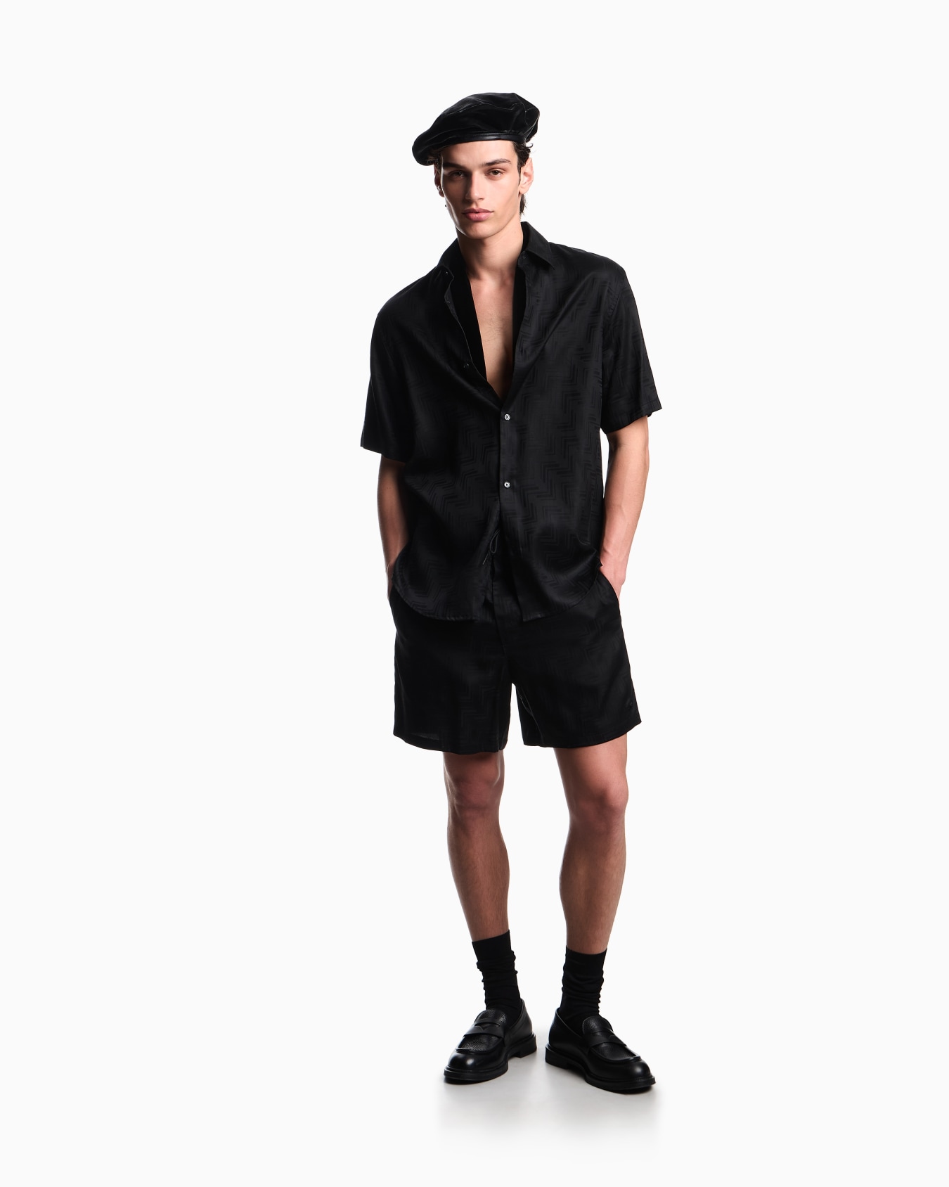 ASV short-sleeved shirt in jacquard Lyocell Slide 1
