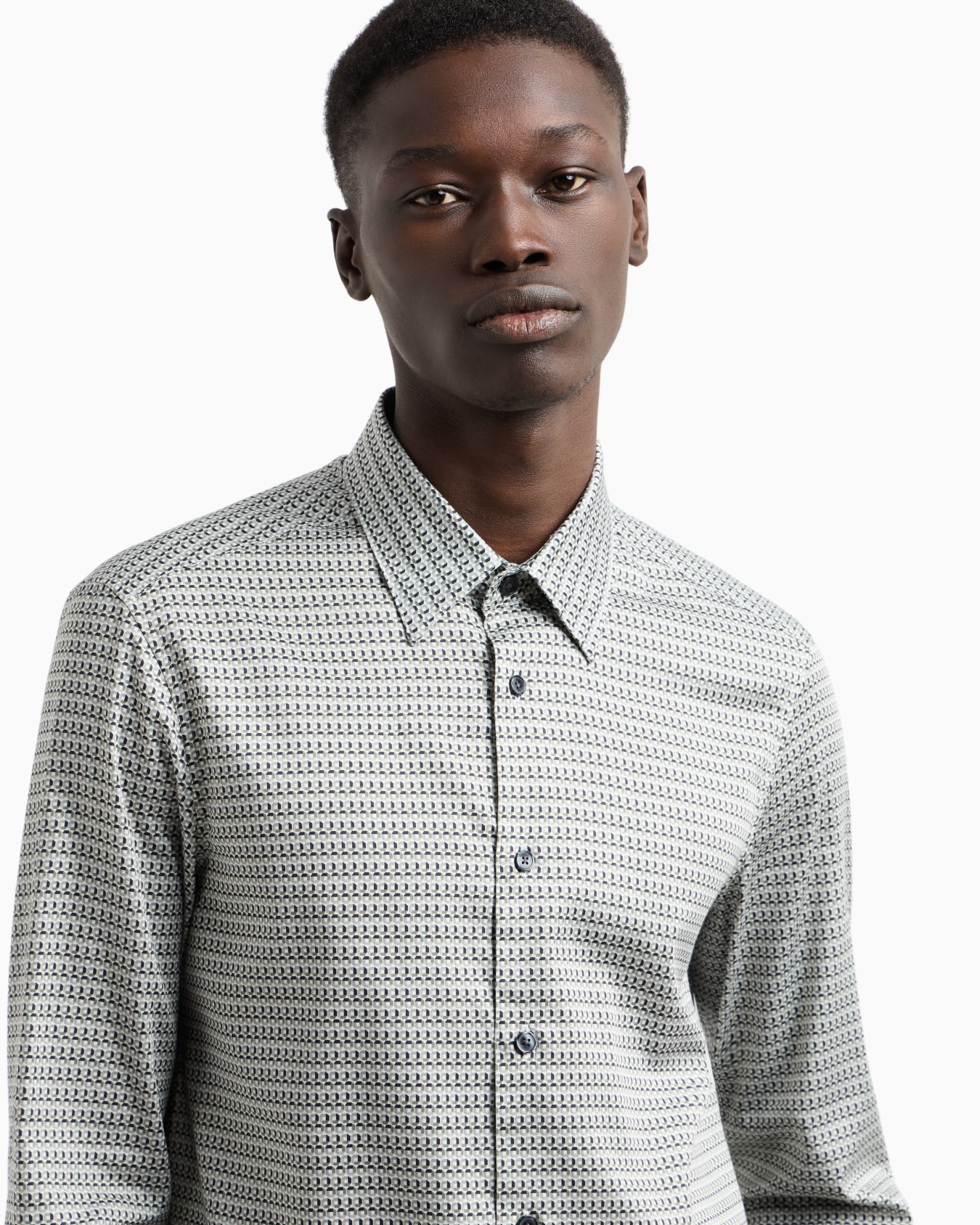 Printed-pattern stretch cotton shirt Slide 4