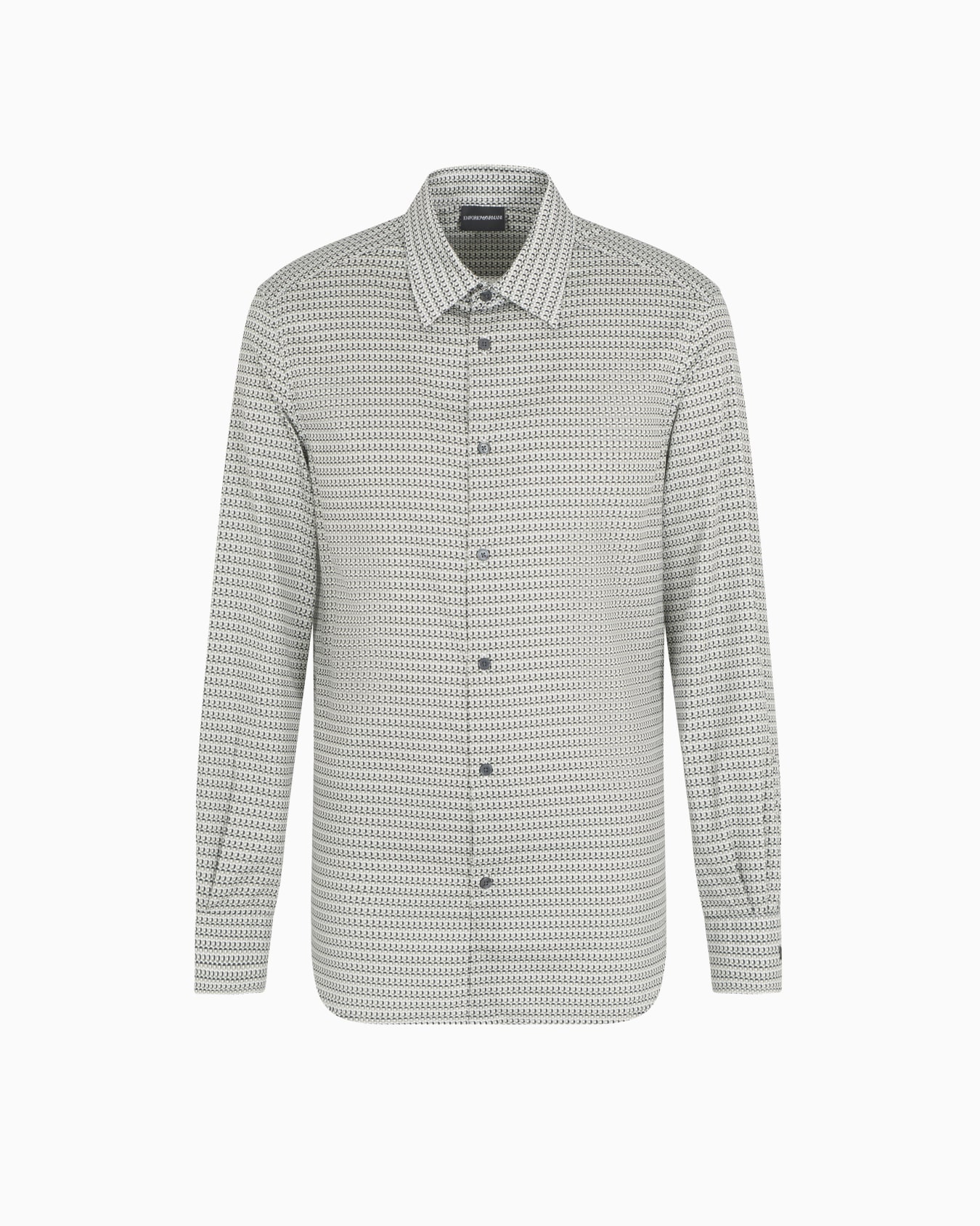Printed-pattern stretch cotton shirt Slide 0