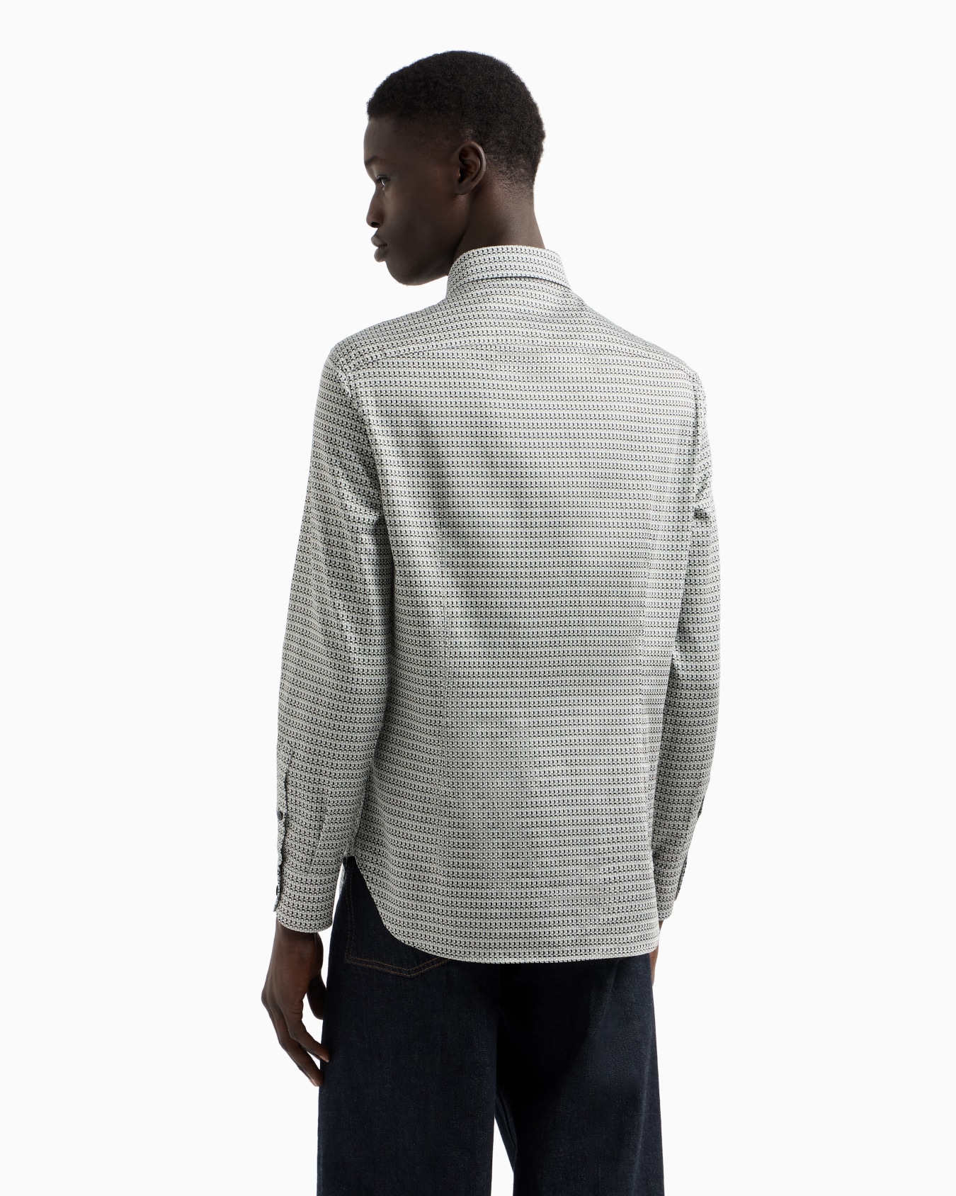 Printed-pattern stretch cotton shirt Slide 2