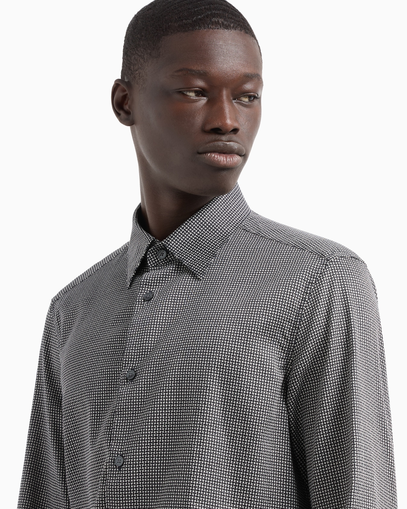 Printed-pattern stretch cotton shirt Slide 5