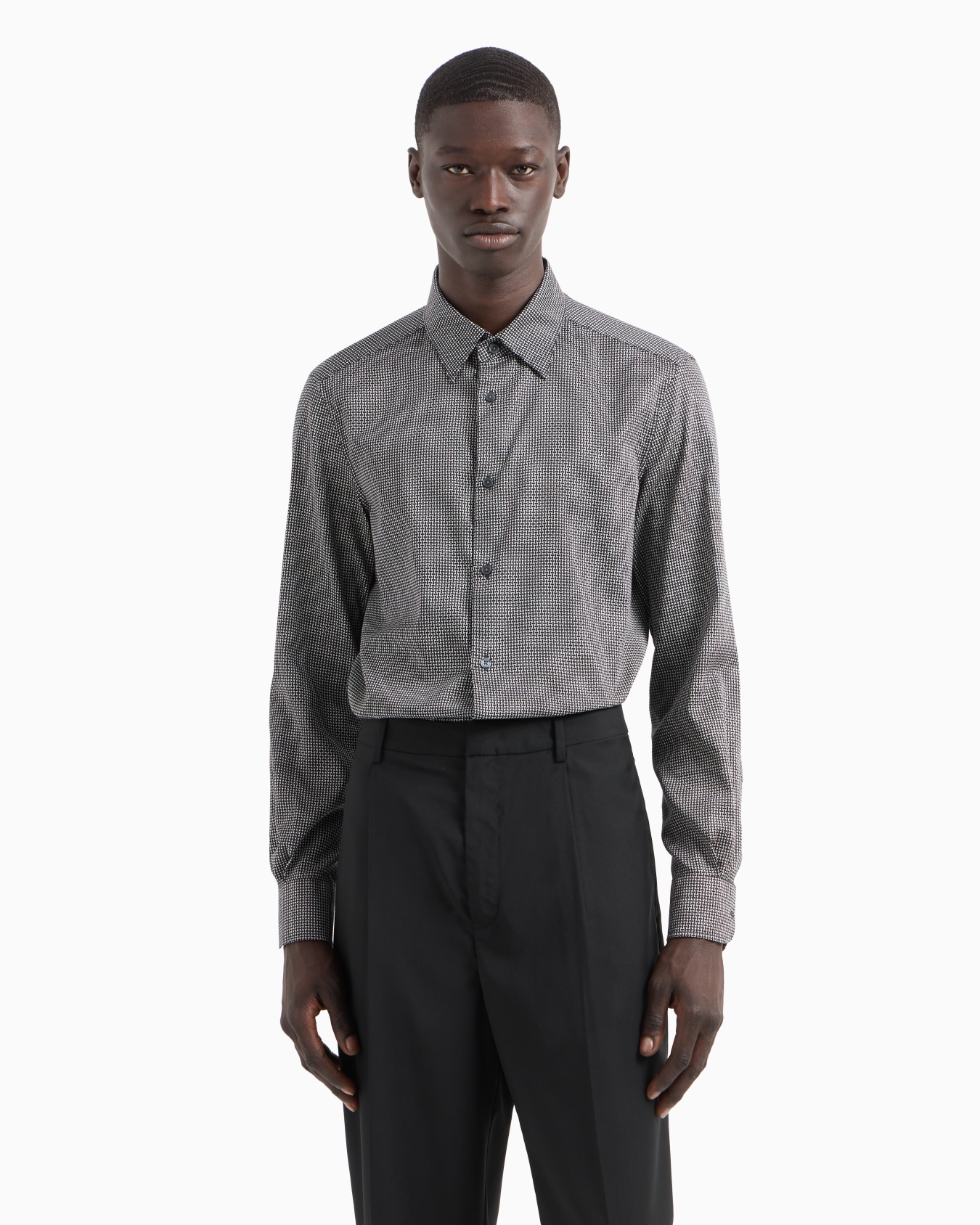 Printed-pattern stretch cotton shirt Slide 4