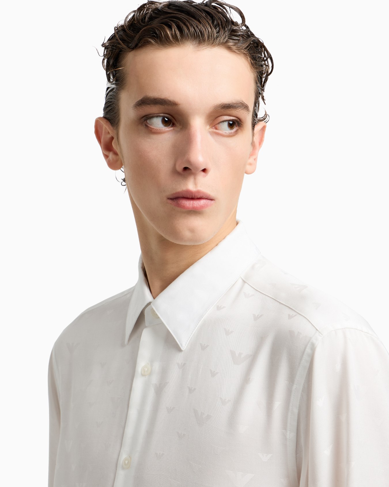 Jacquard Lyocell shirt with all-over eagles Slide 5