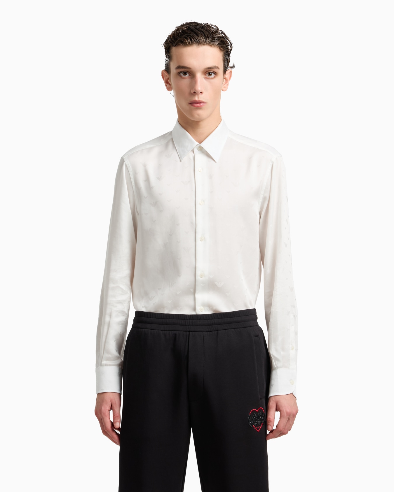 Jacquard Lyocell shirt with all-over eagles Slide 4