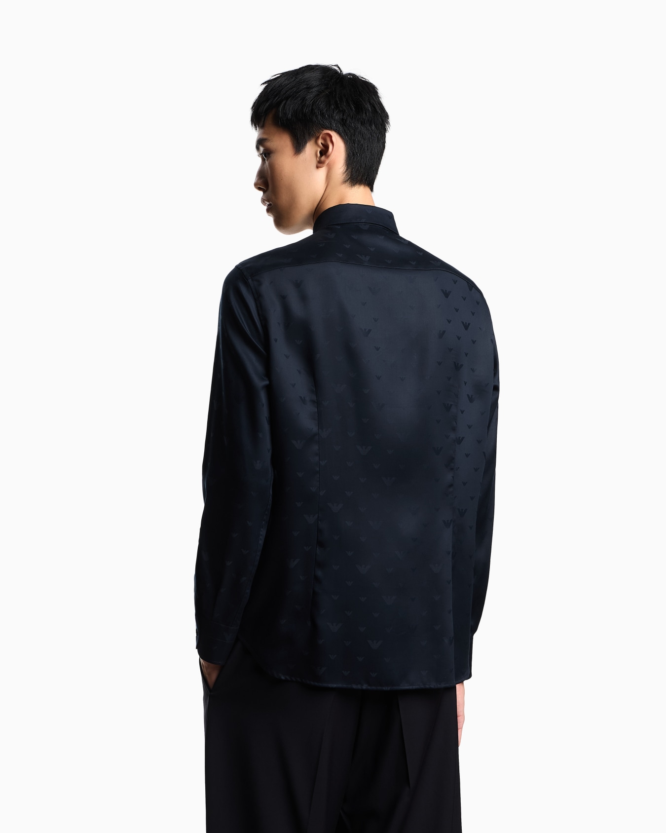 Jacquard Lyocell shirt with all-over eagles Slide 2