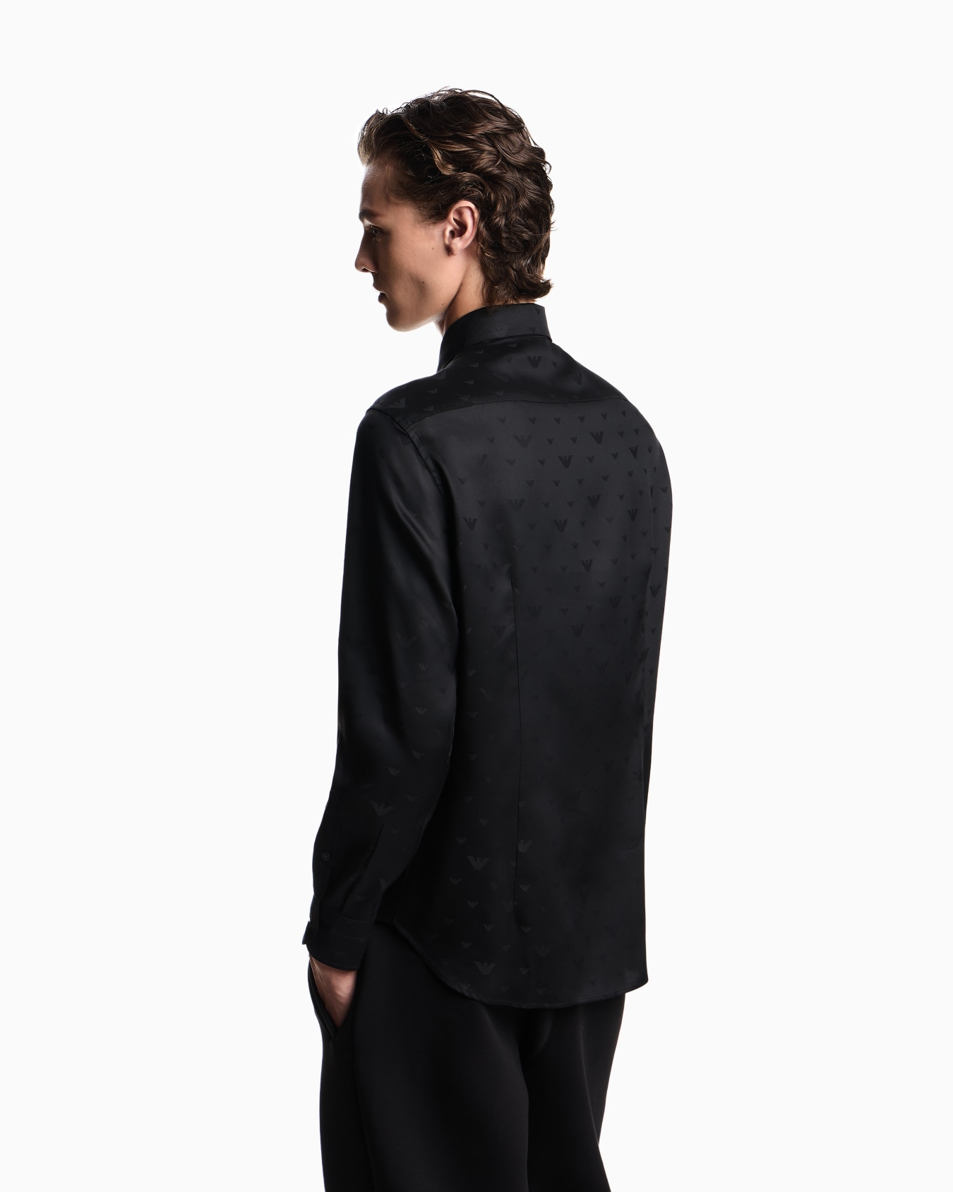 Jacquard Lyocell shirt with all-over eagles Slide 2