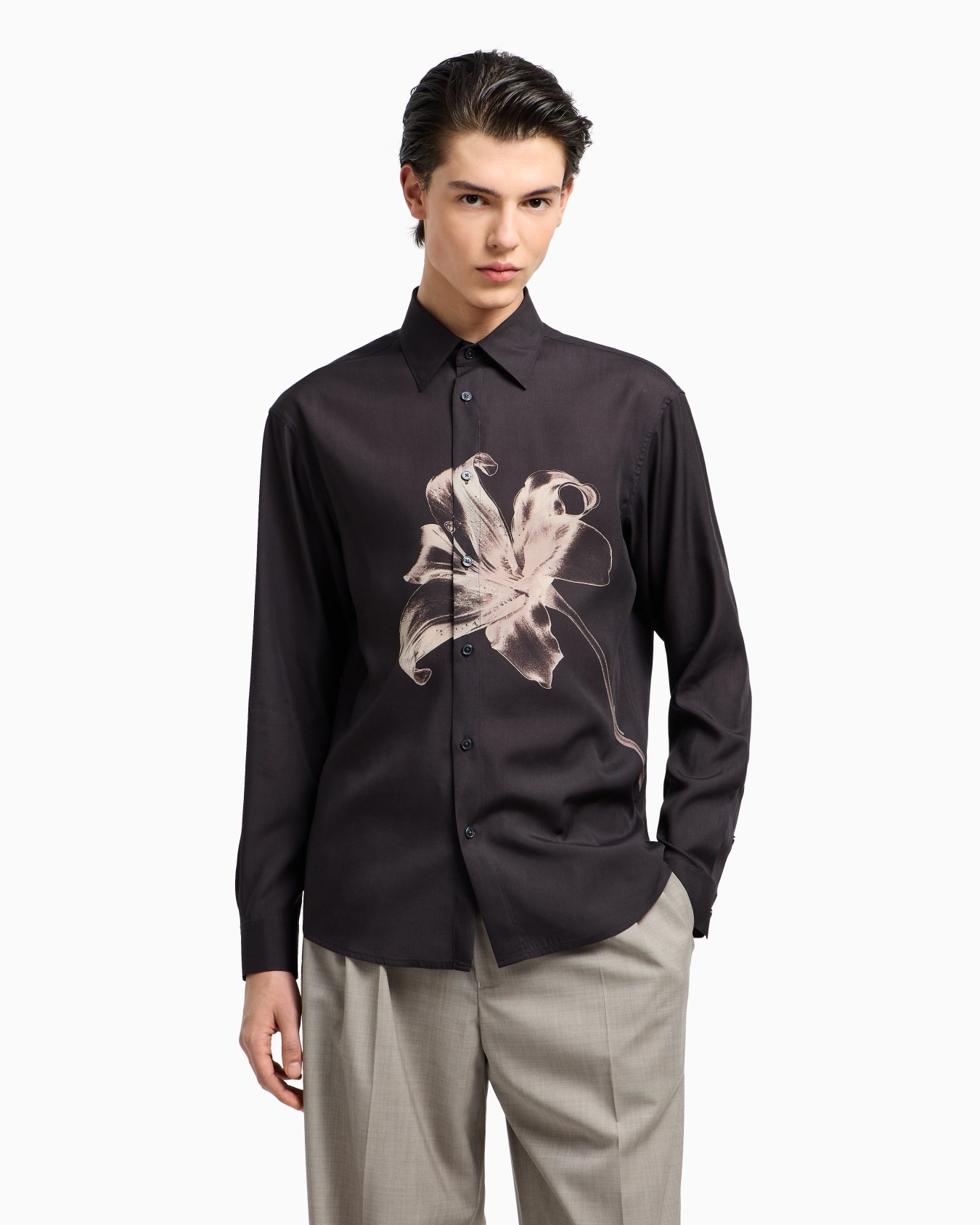 ASV Lyocell blend shirt with lily print Slide 4