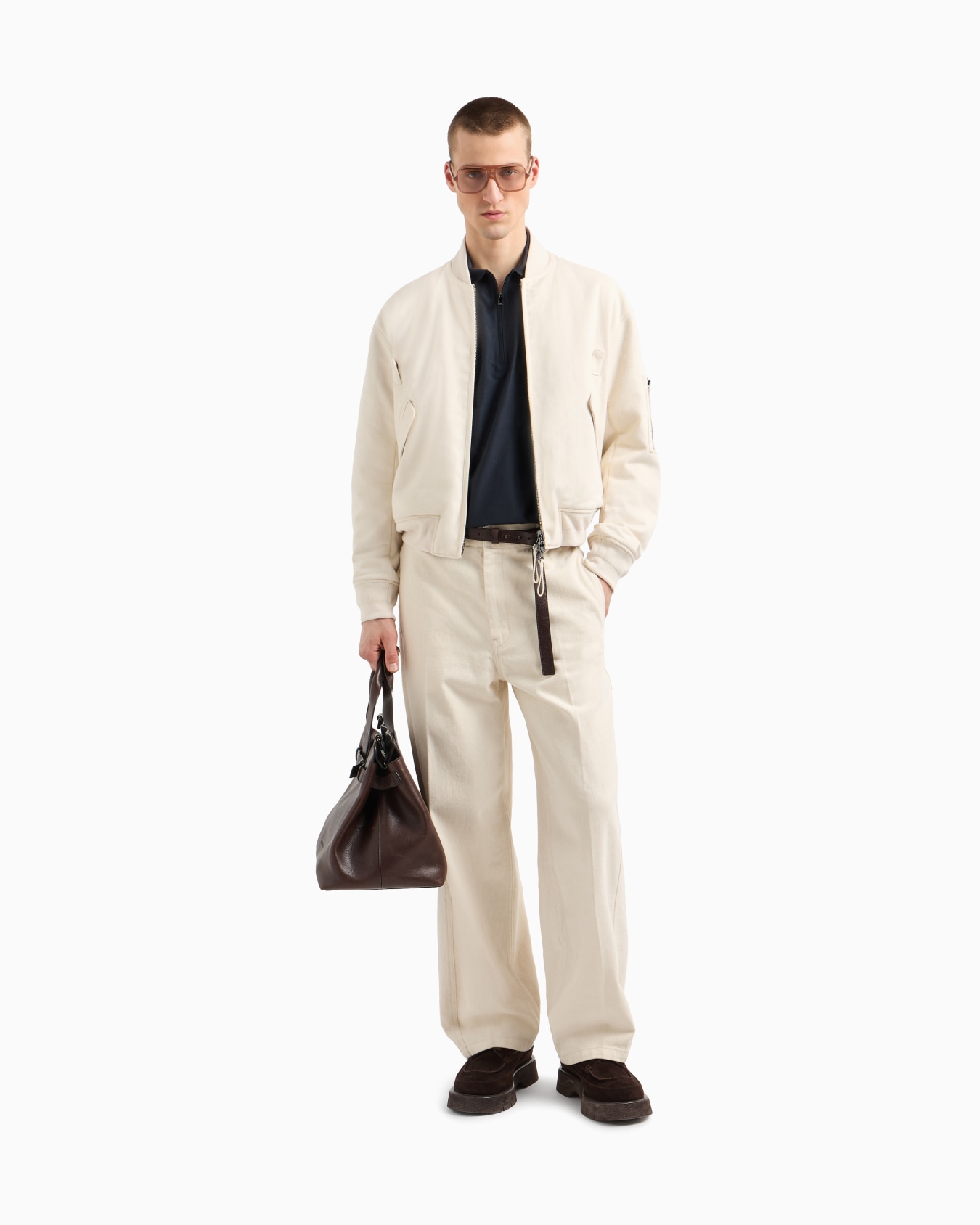 Silk and cotton-blend shirt with polo collar Slide 1