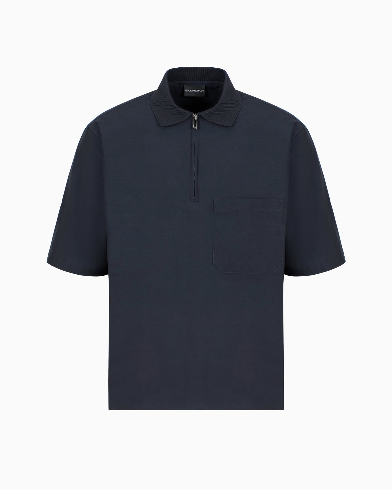 Silk and cotton-blend shirt with polo collar Slide 0