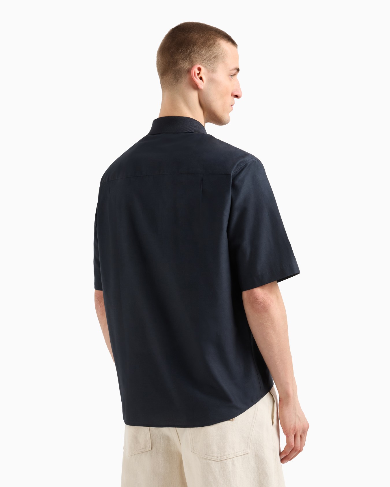 Silk and cotton-blend shirt with polo collar Slide 2