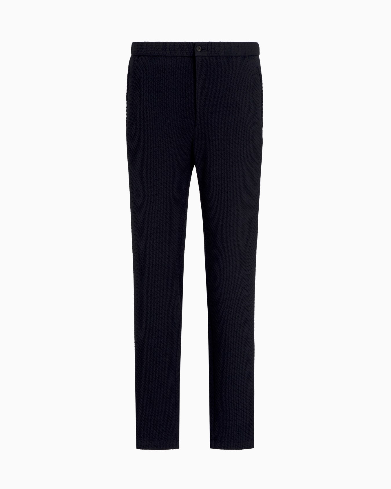 Trousers in a 3D-effect jersey-wool blend stretch knit Slide 0