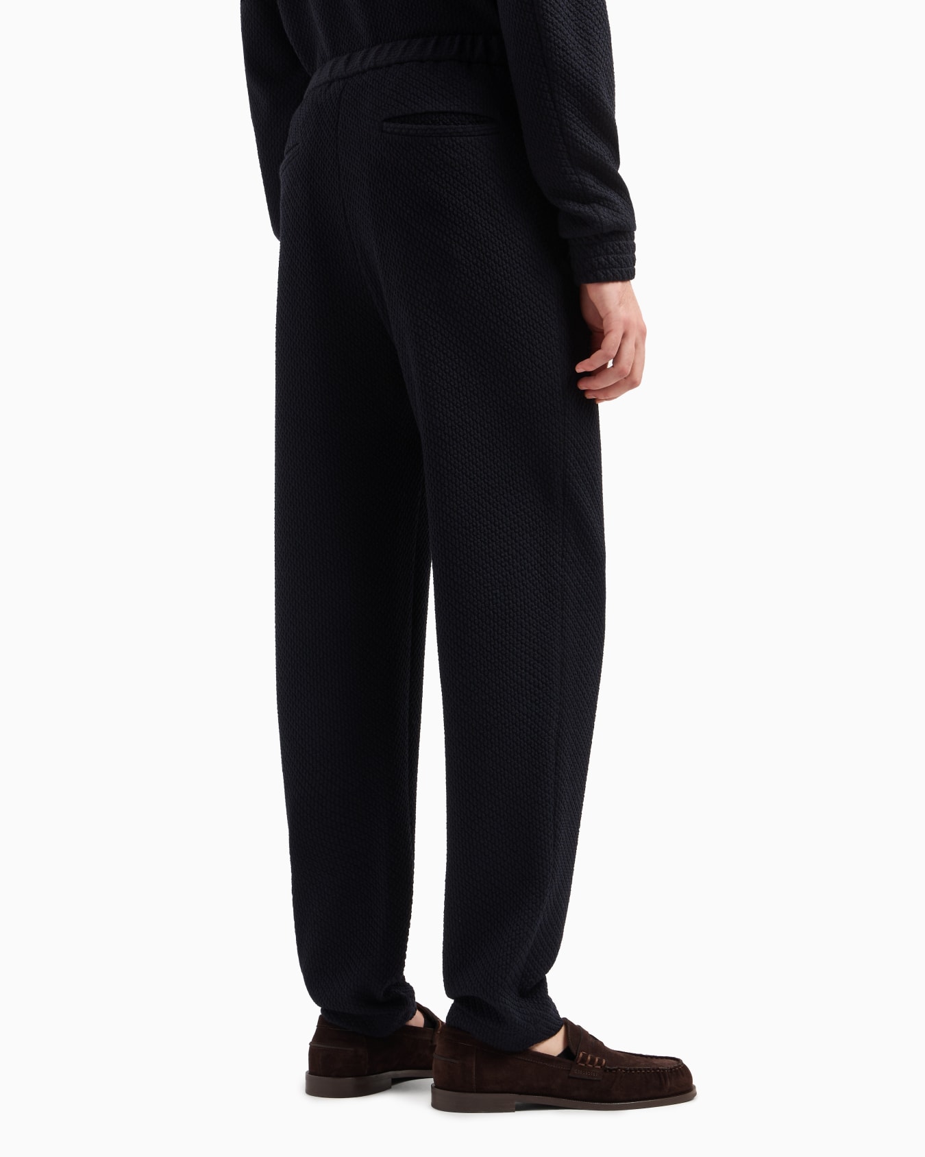 Trousers in a 3D-effect jersey-wool blend stretch knit Slide 3