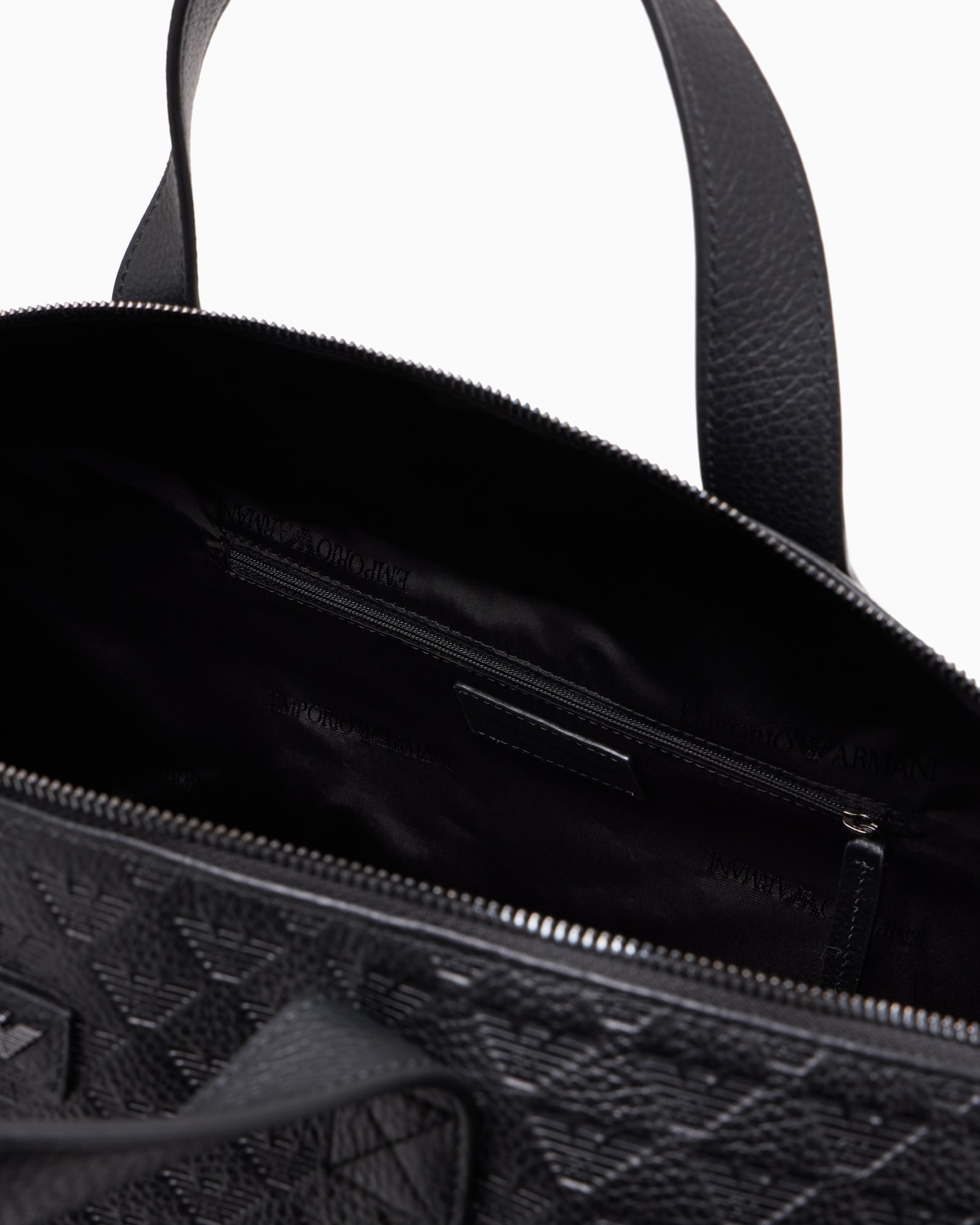 Leather duffel bag with all-over embossed eagle  Slide 3