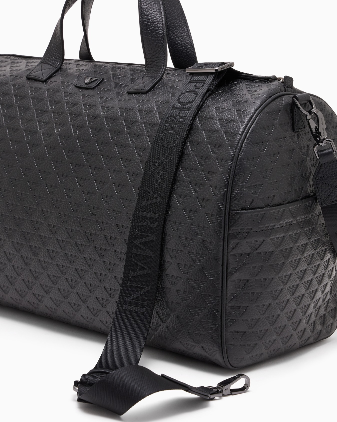 Leather duffel bag with all-over embossed eagle  Slide 4