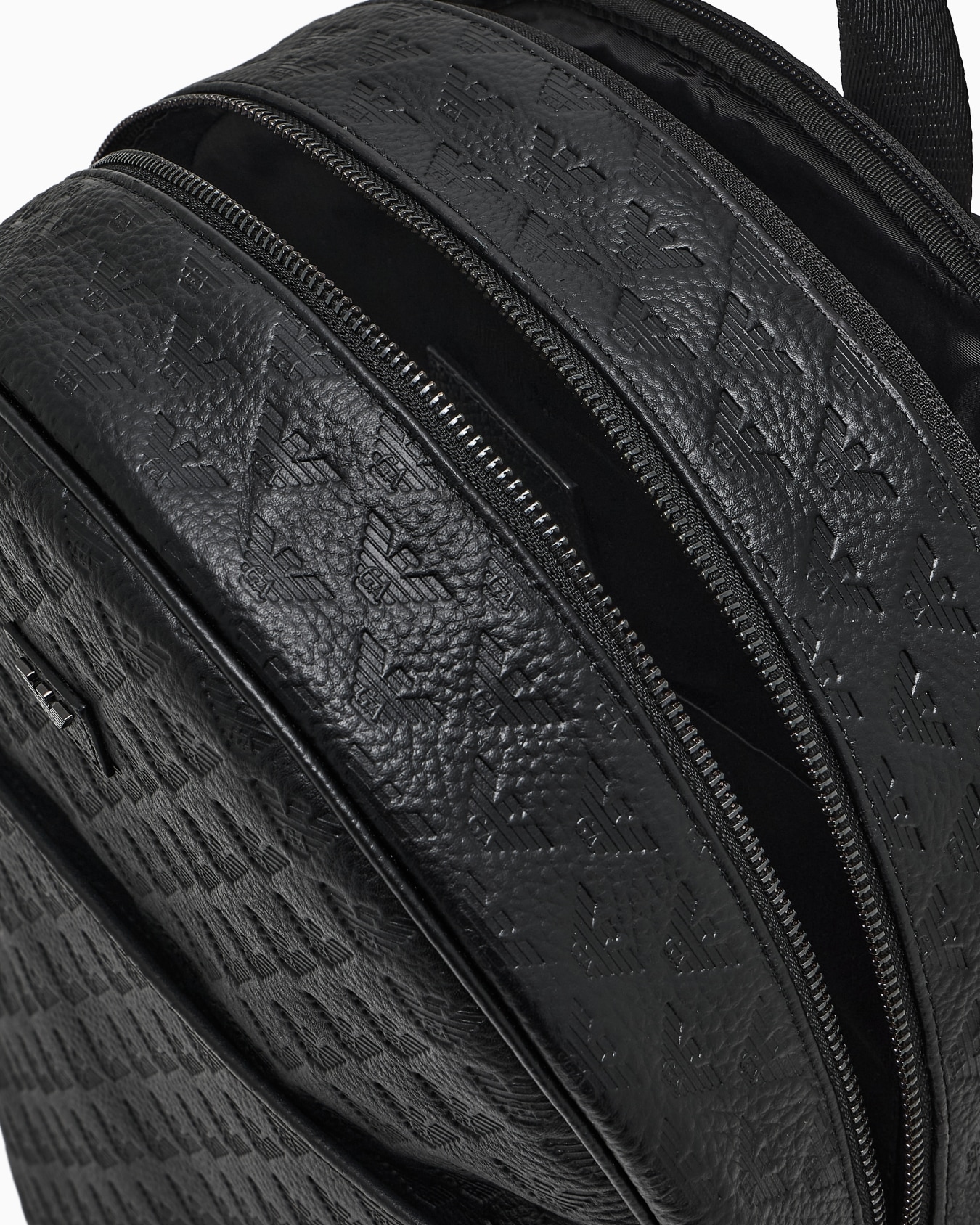 Leather backpack with all-over embossed eagle  Slide 3