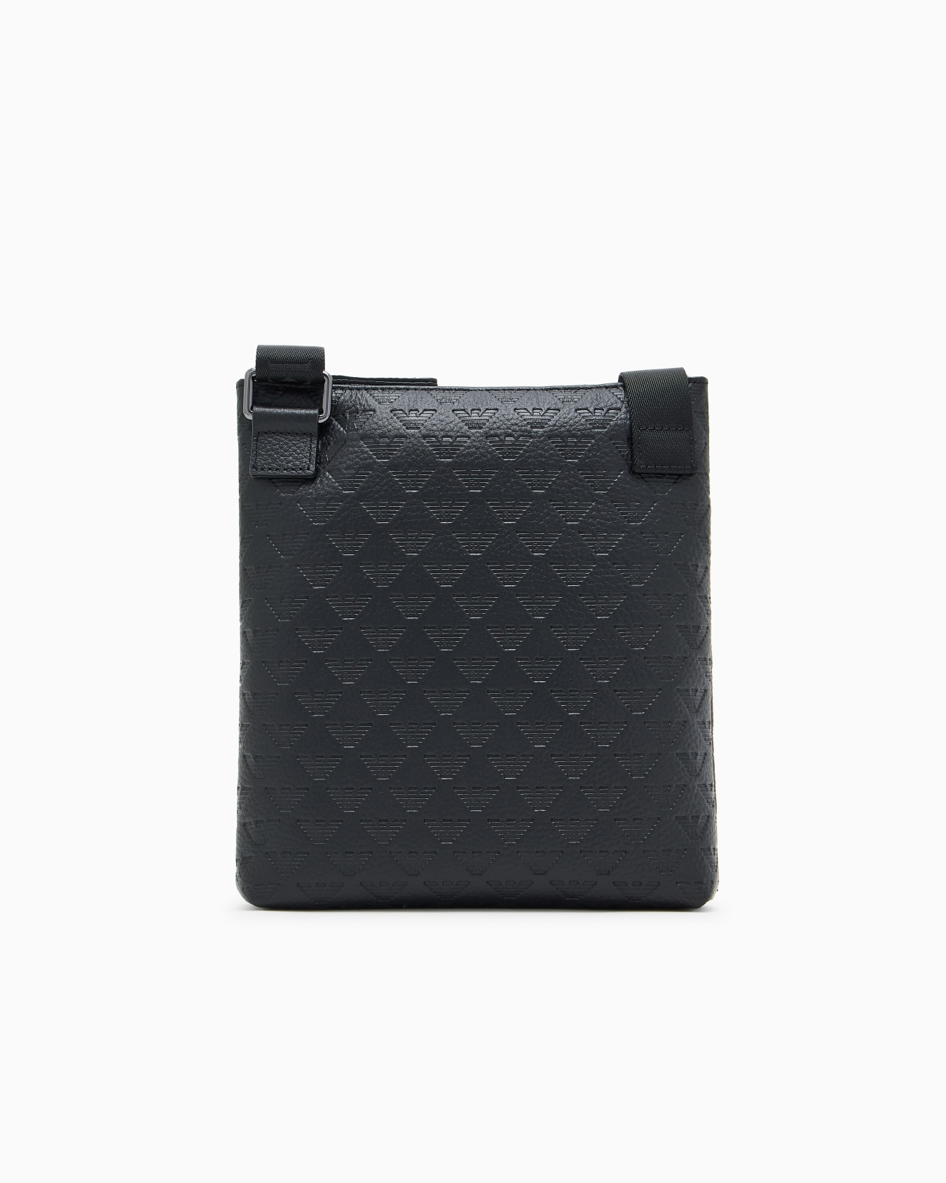 Flat leather shoulder bag with all-over embossed eagle  Slide 2