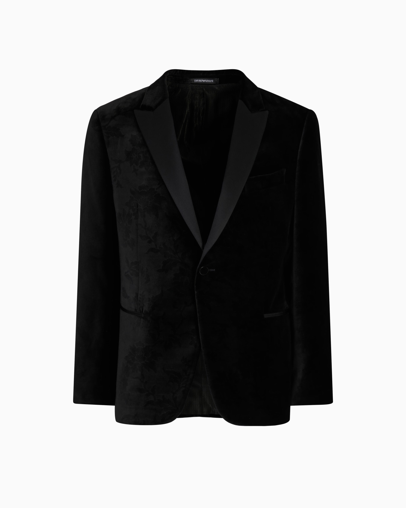 Velvet tuxedo jacket with all-over printed motif Slide 0