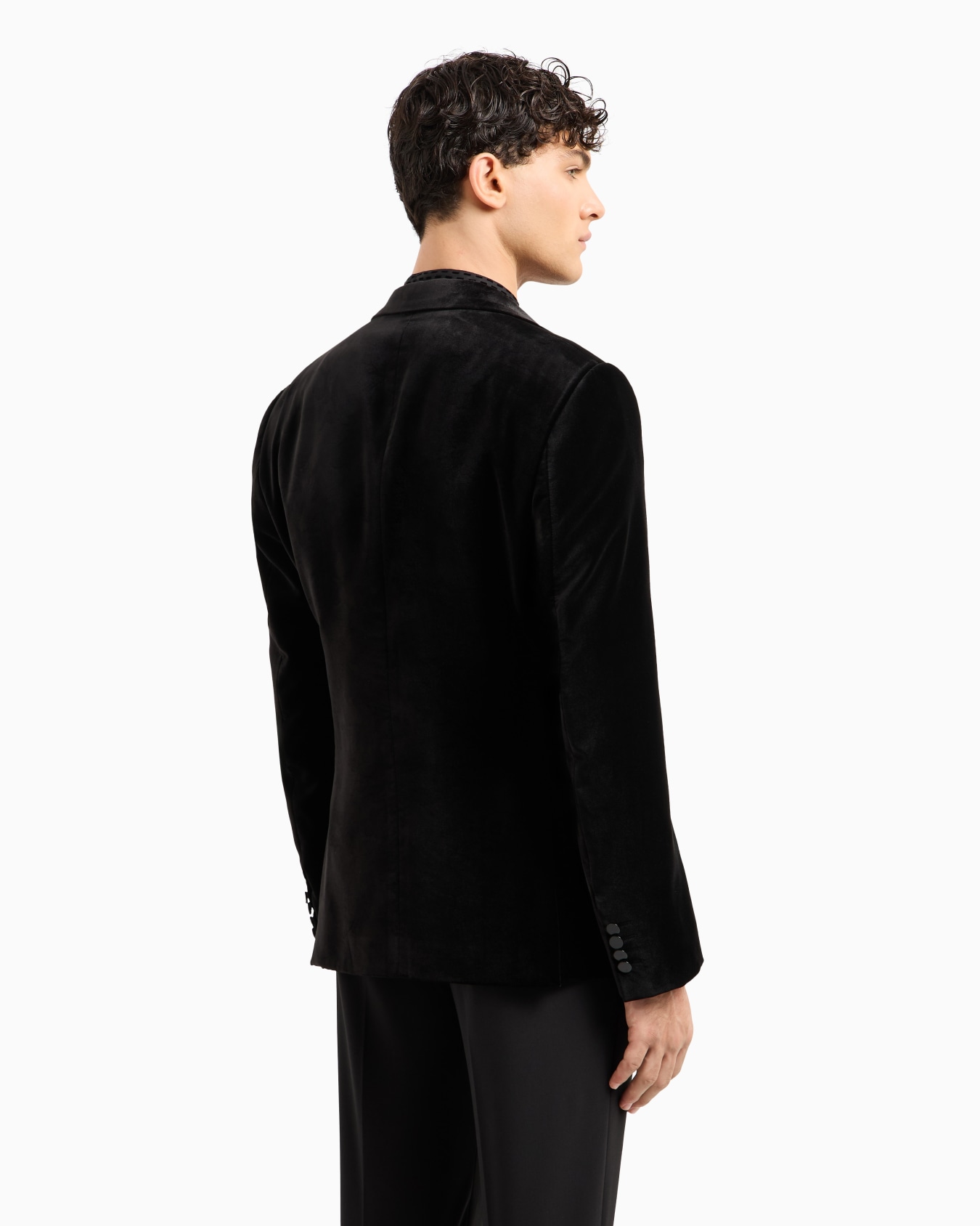 Velvet tuxedo jacket with all-over printed motif Slide 2
