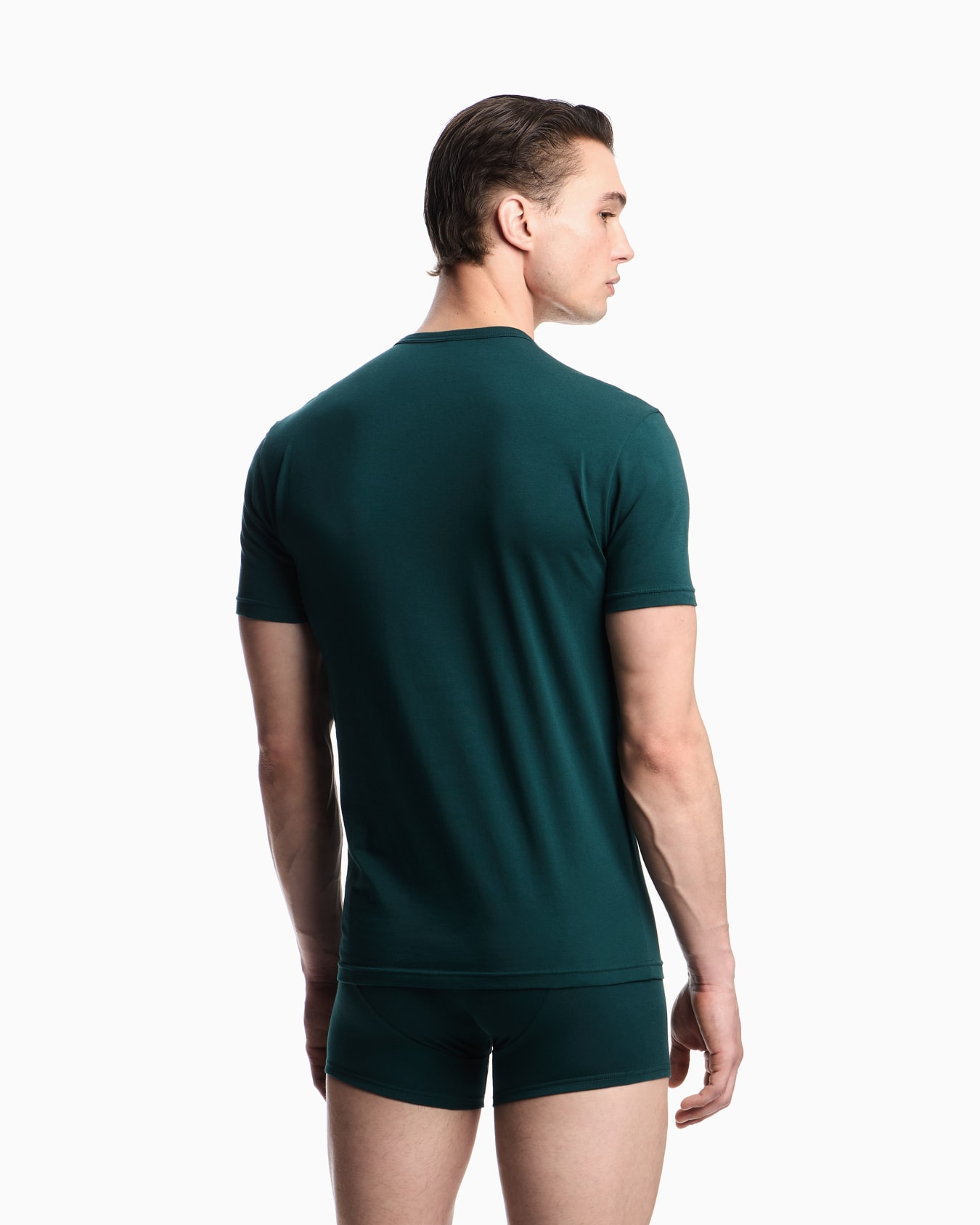 Two-pack of loungewear fitted T-shirts with a bold monogram logo Slide 2