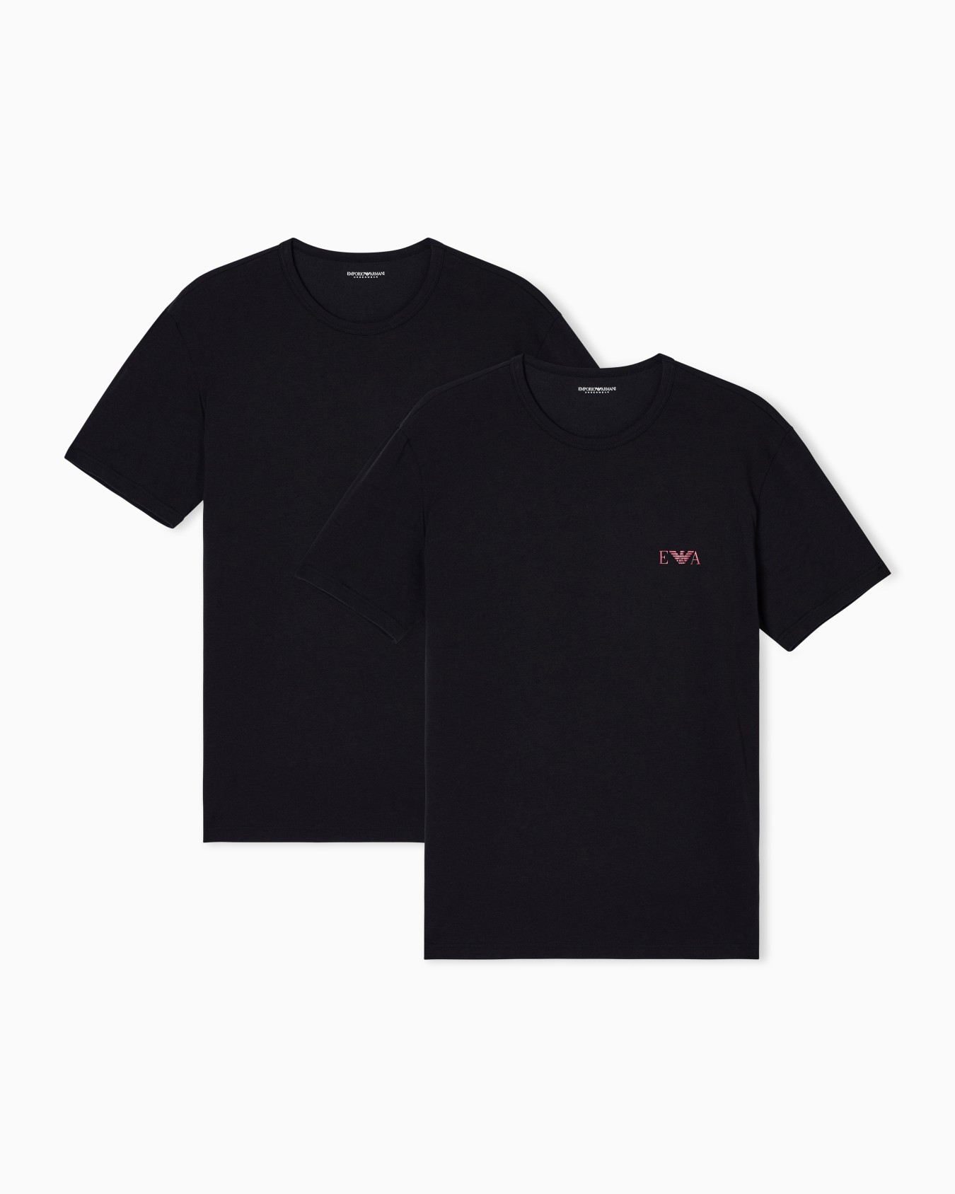 Two-pack of loungewear fitted T-shirts with a bold monogram logo Slide 0