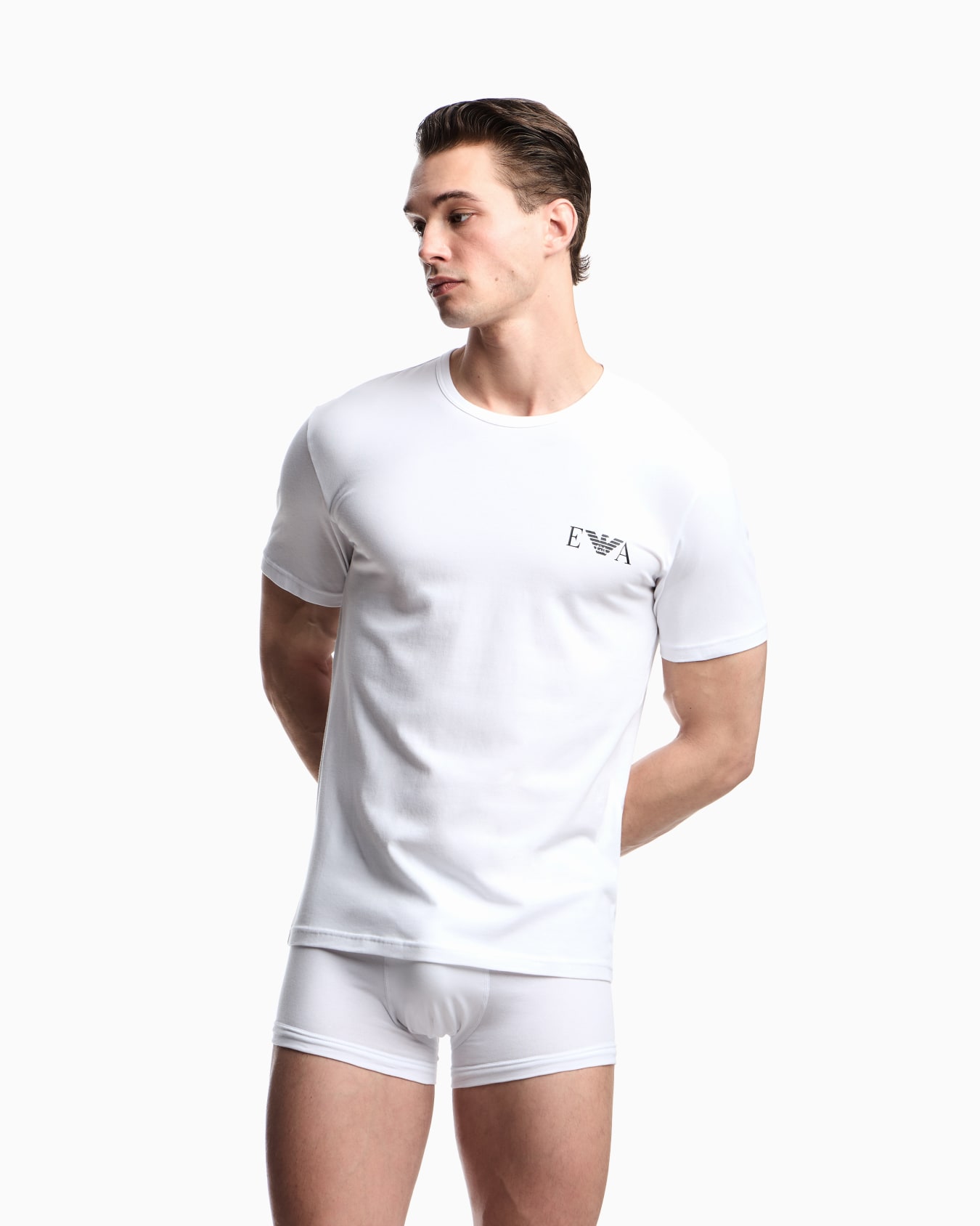 Two-pack of stretch jersey fitted loungewear T-shirts Slide 1