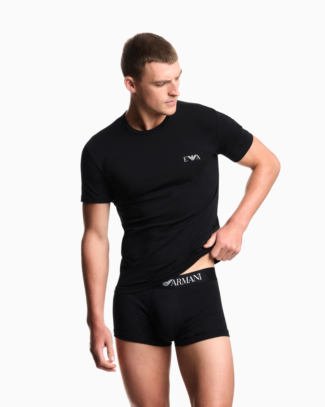 Two-pack of stretch jersey fitted loungewear T-shirts Slide 1