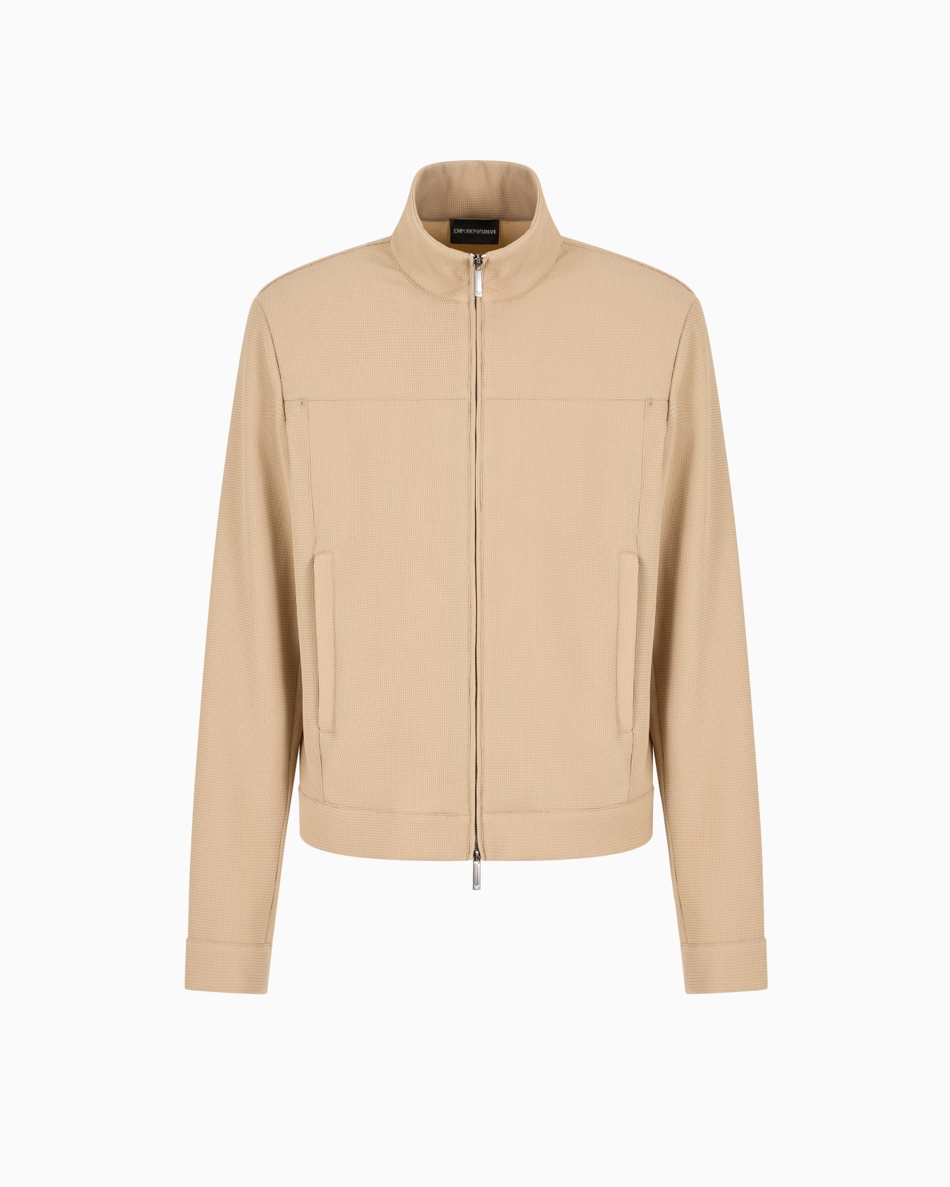 Icon full-zip blouson in piqué-effect micro-textured crêpe jersey Slide 0