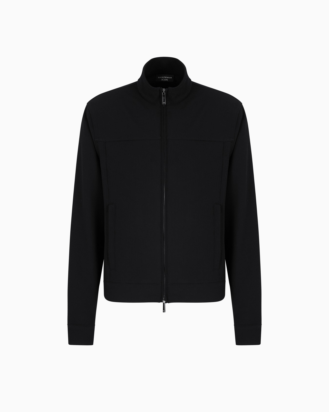 Icon full-zip blouson in piqué-effect micro-textured crêpe jersey Slide 0