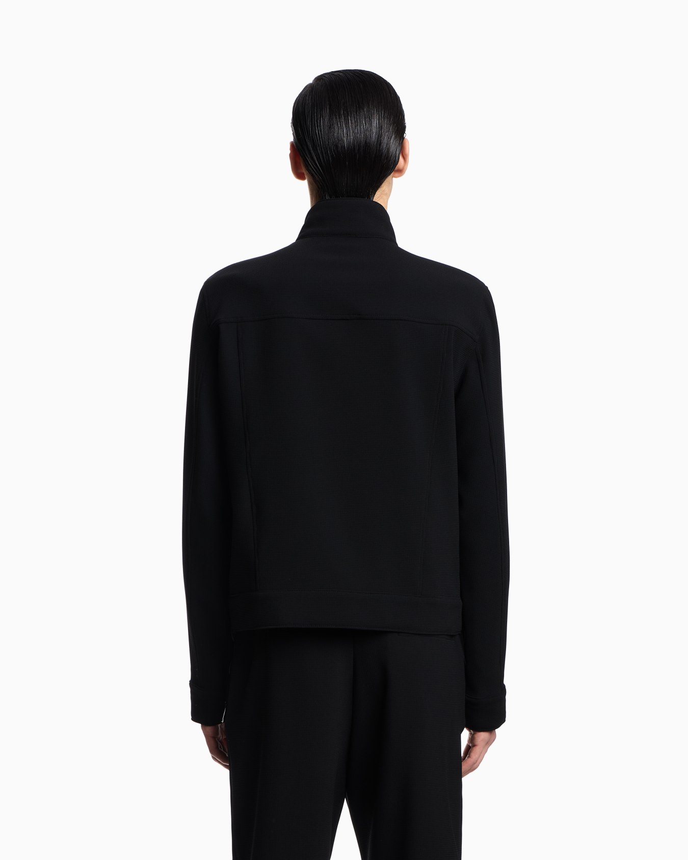 Icon full-zip blouson in piqué-effect micro-textured crêpe jersey Slide 2