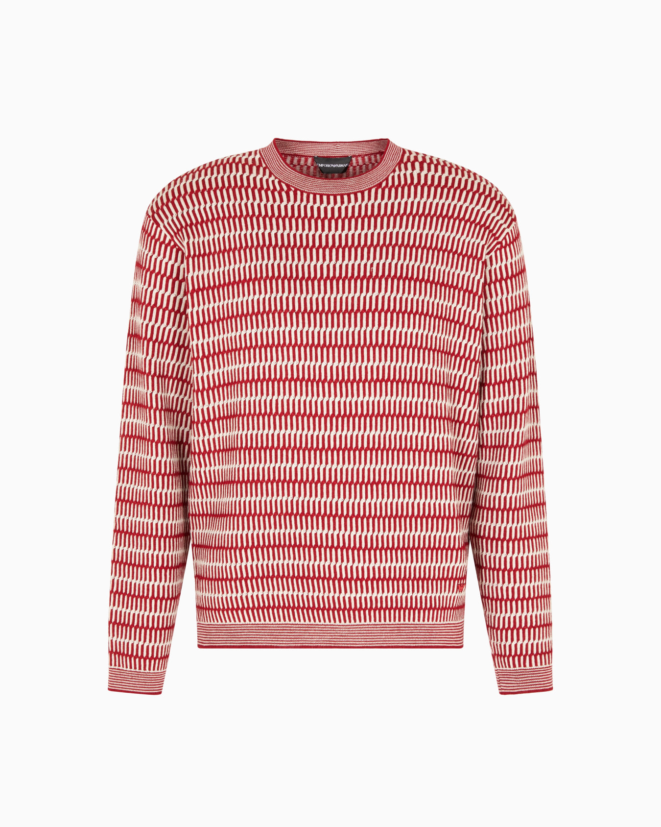 Zweifarbiger Jacquard-Stoff-Pullover aus Schurwolle mit Frottee-Strick  Folie 0